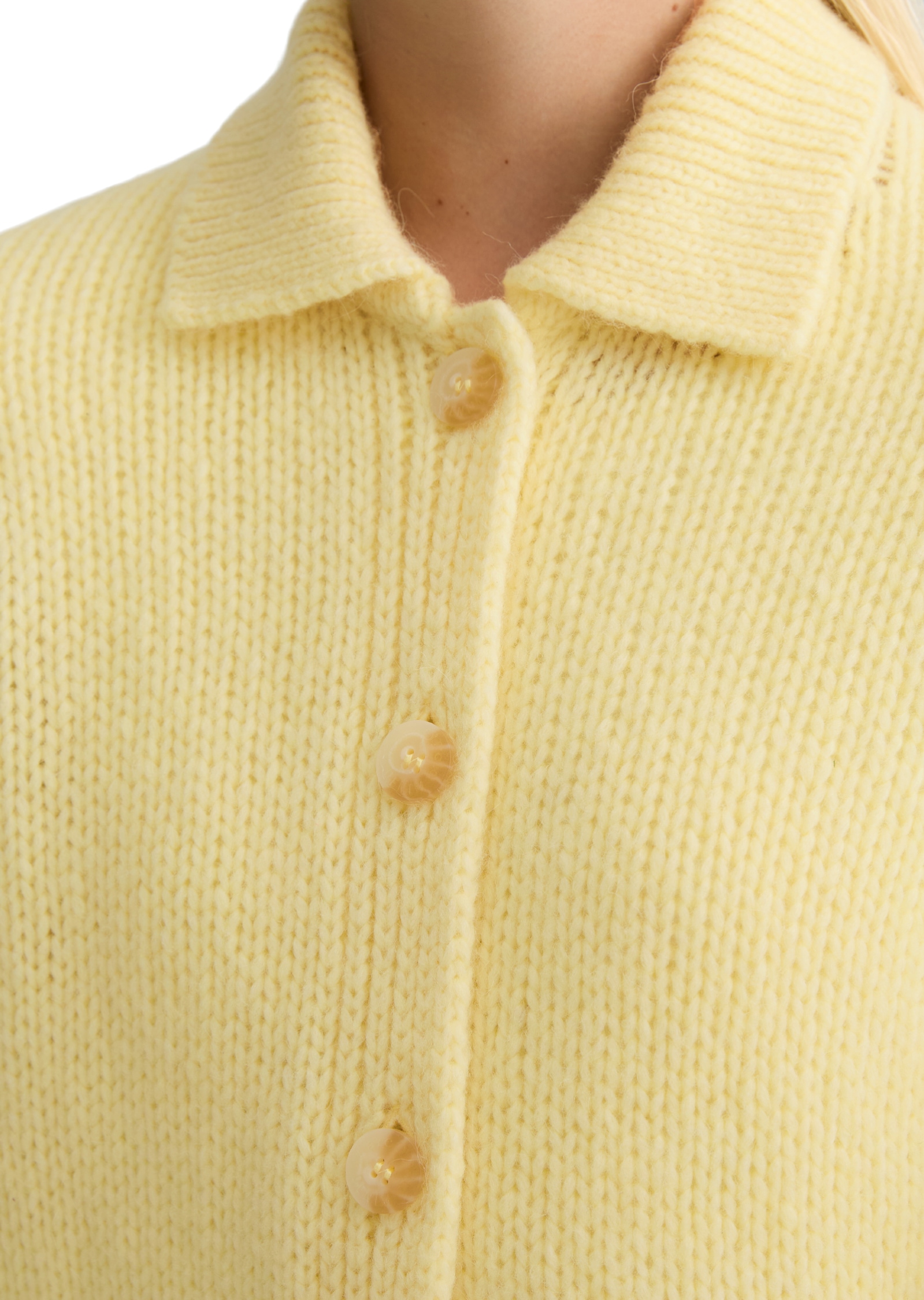 Marc O'Polo DENIM Veste en tricot avec col polo en laine vierge et laine d’alpaga