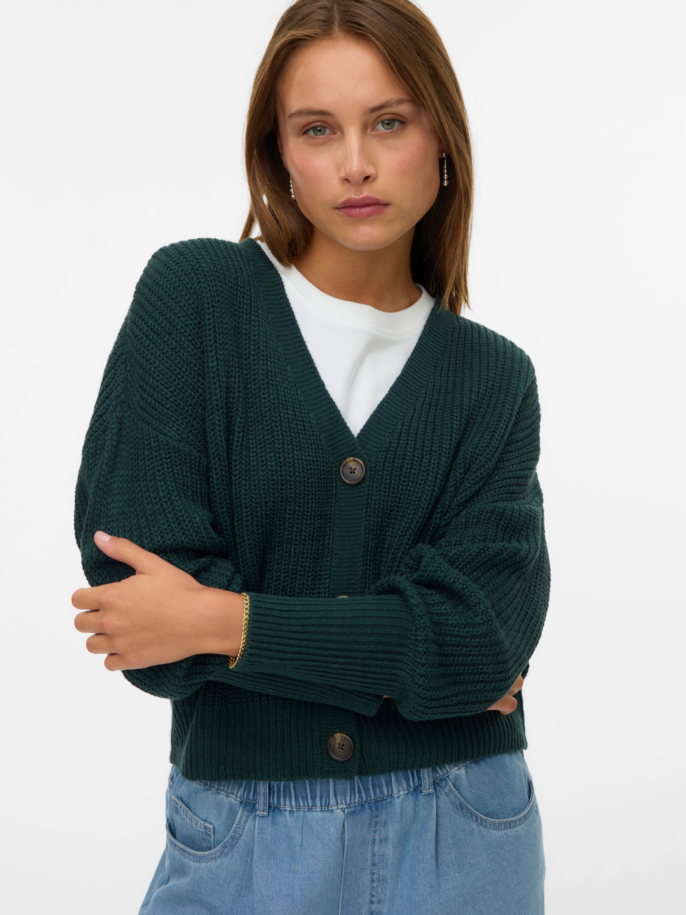 Vero Moda Veste en tricot »VMLEA LS V-NECK CUFF CARDIGAN NOOS« fibre synthétique, coupe régulière