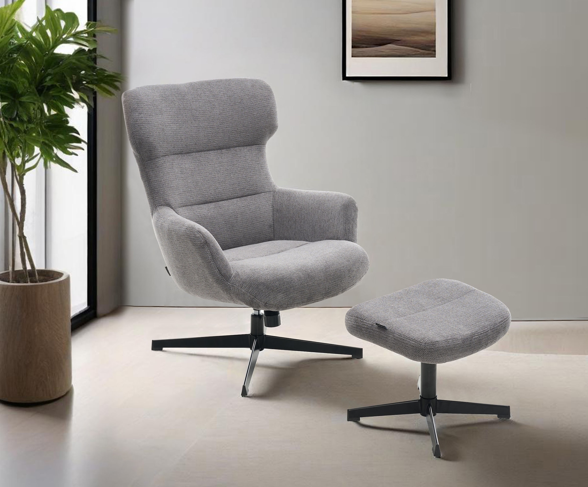 Home affaire Sessel »Clarah Relaxsessel, TV-Sessel mit Hocker« 360° Grad drehbar