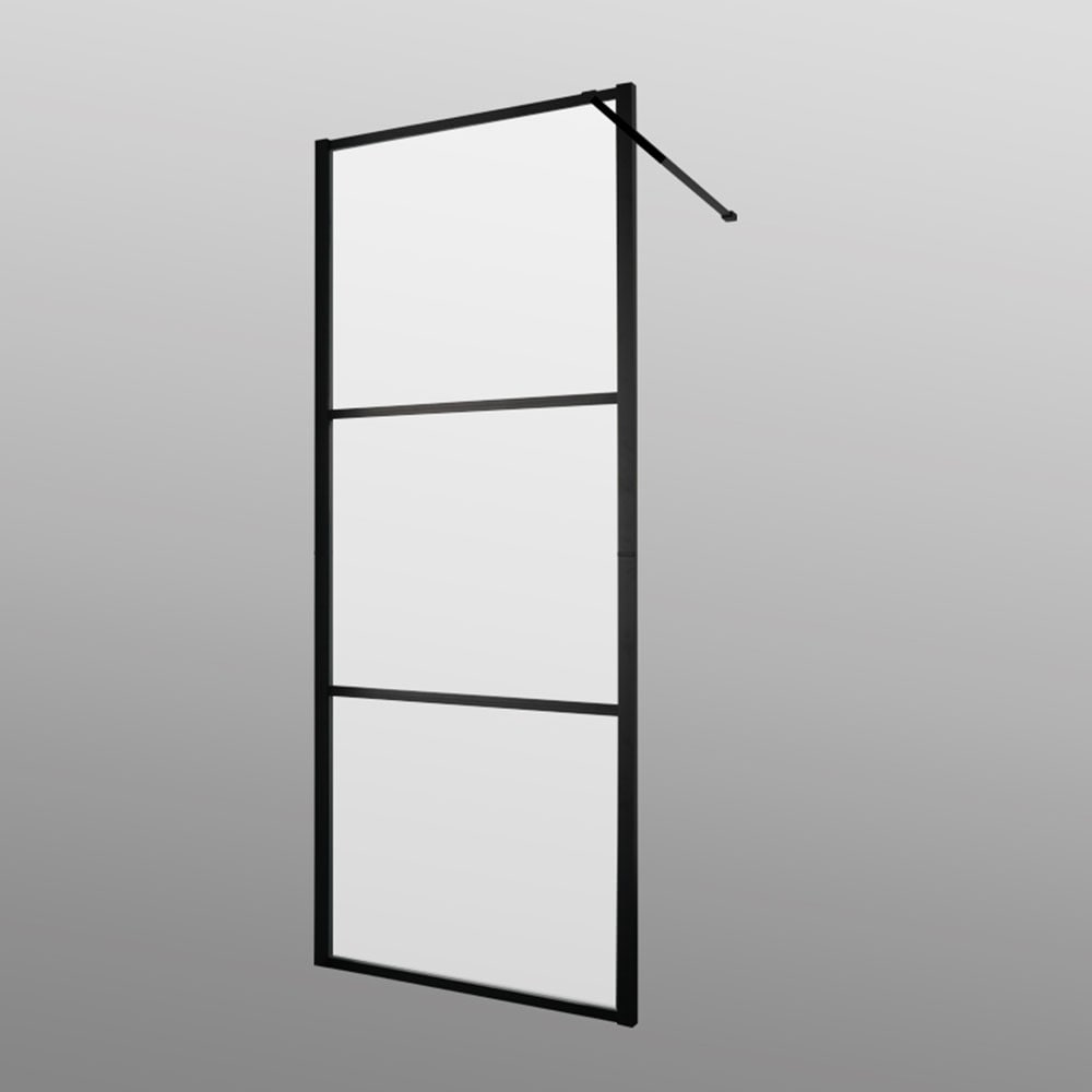 welltime Walk-in-Dusche »Walk In Black Blocks Frosted« Milchglasscheiben