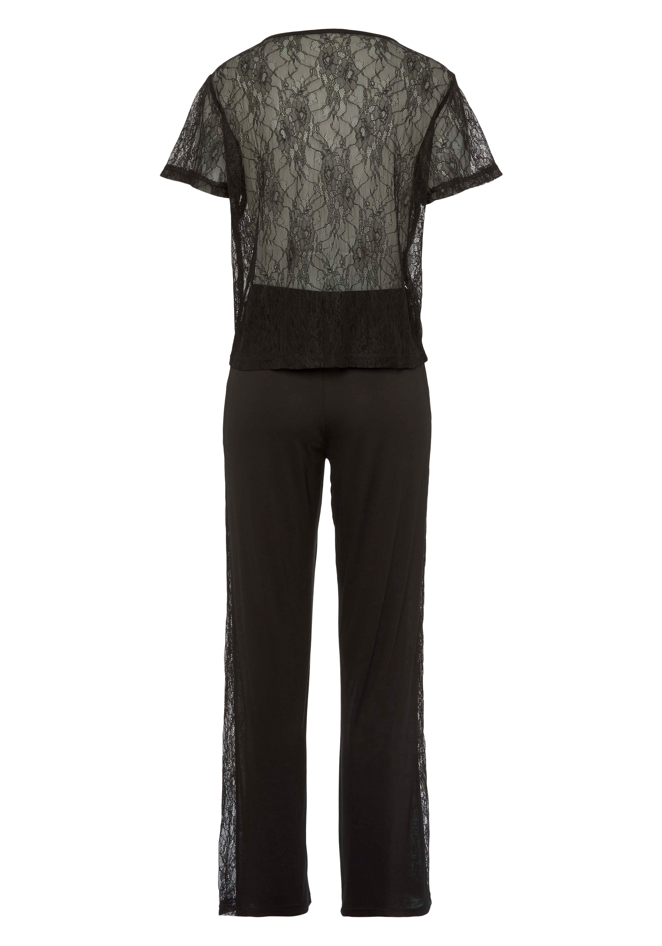 Vivance Dreams Pyjama Set, 2-teilig, 2 tlg. transparente elastische Spitze