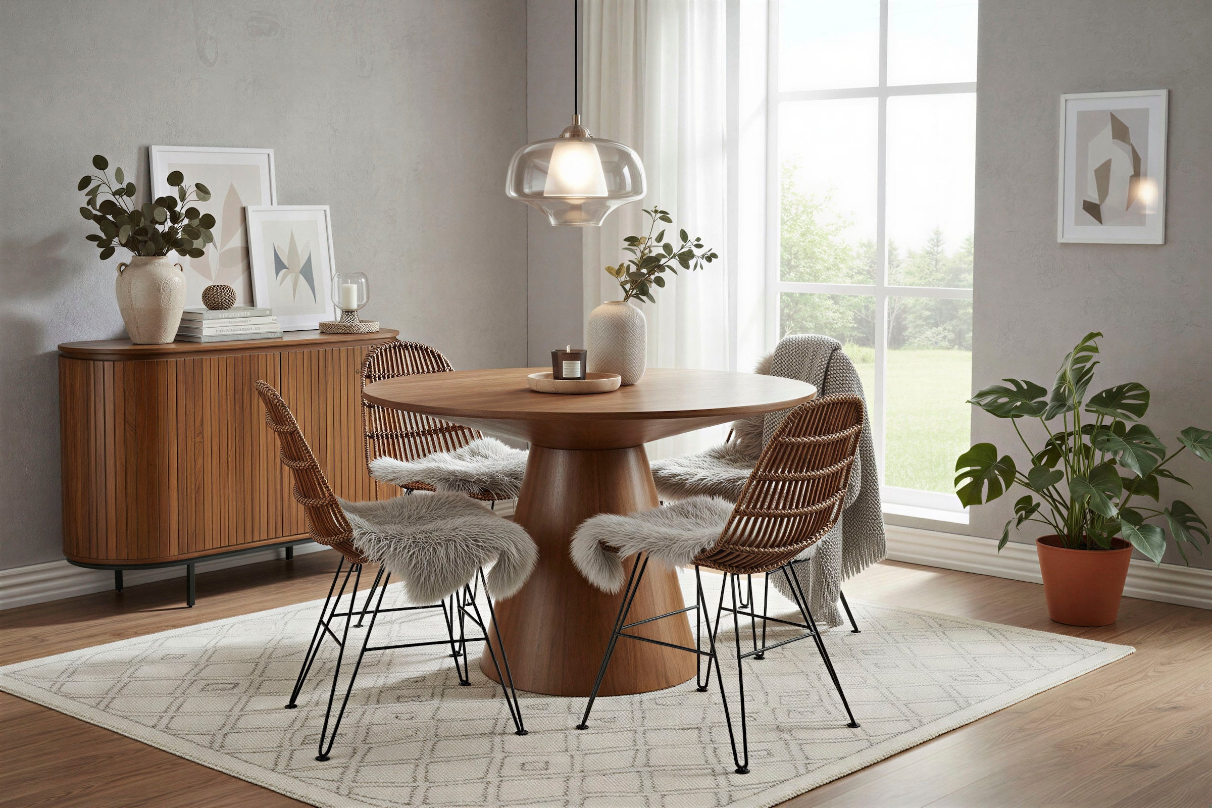 SIT Chaise en rotin () motif chevrons dans le dos