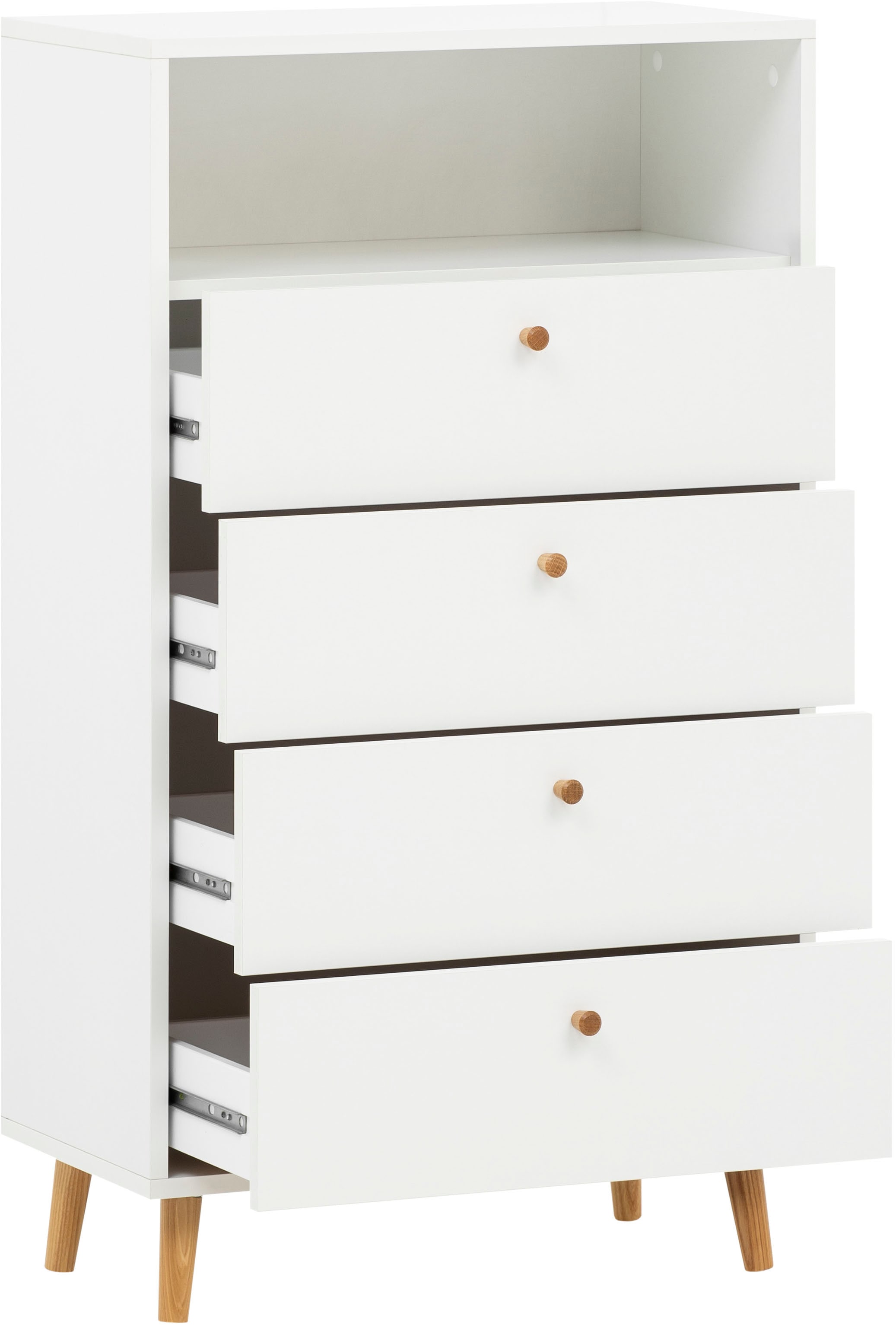 Schildmeyer Kommode »Bjarne, Breite 60 cm« 4 Schubladen, Griffe und Möbelfüsse aus Massivholz