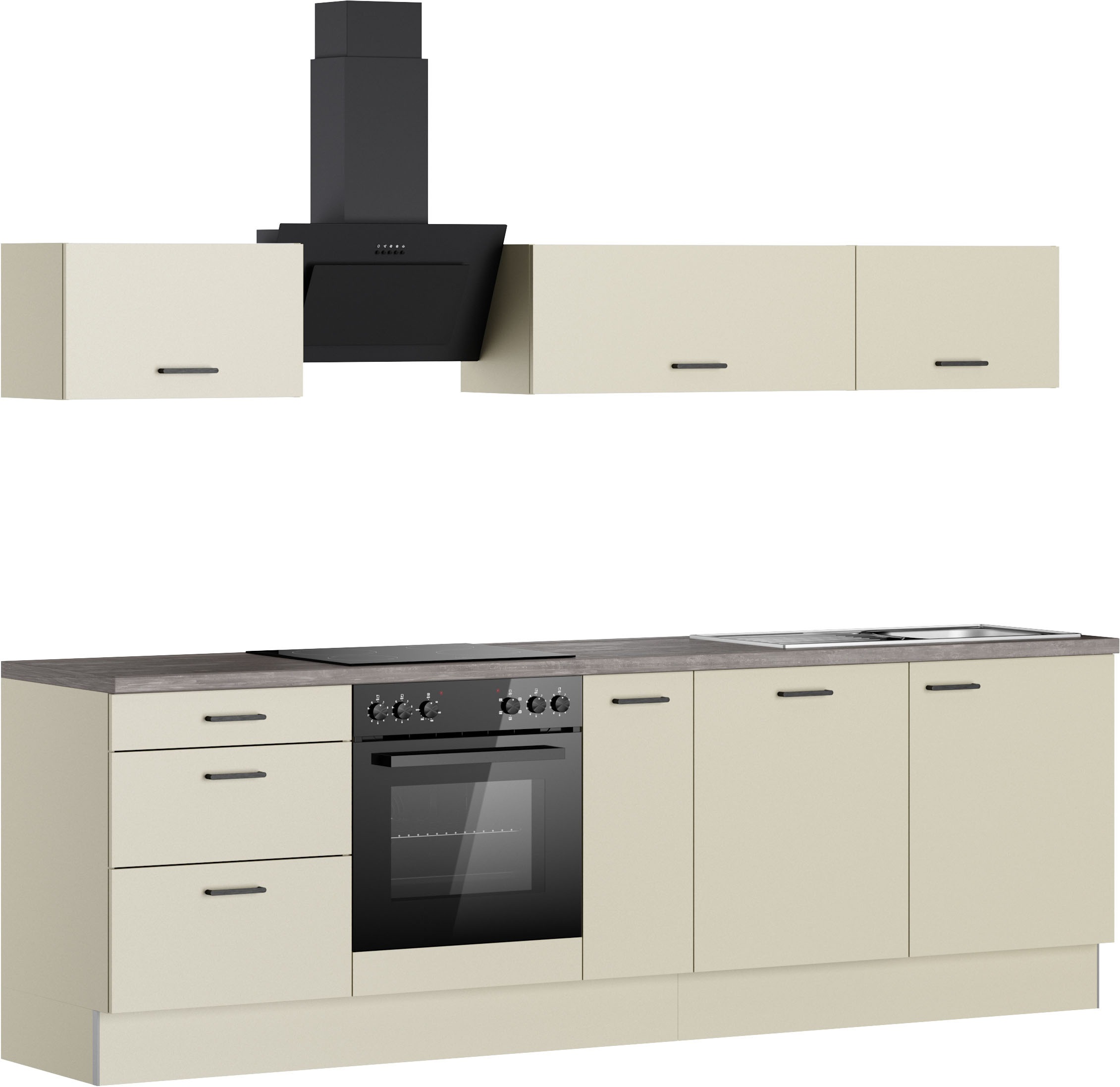 KOCHSTATION Kitchenette »KS-Sion« largeur 270 cm, montage rapide avec OPTIsnap, option appareils E