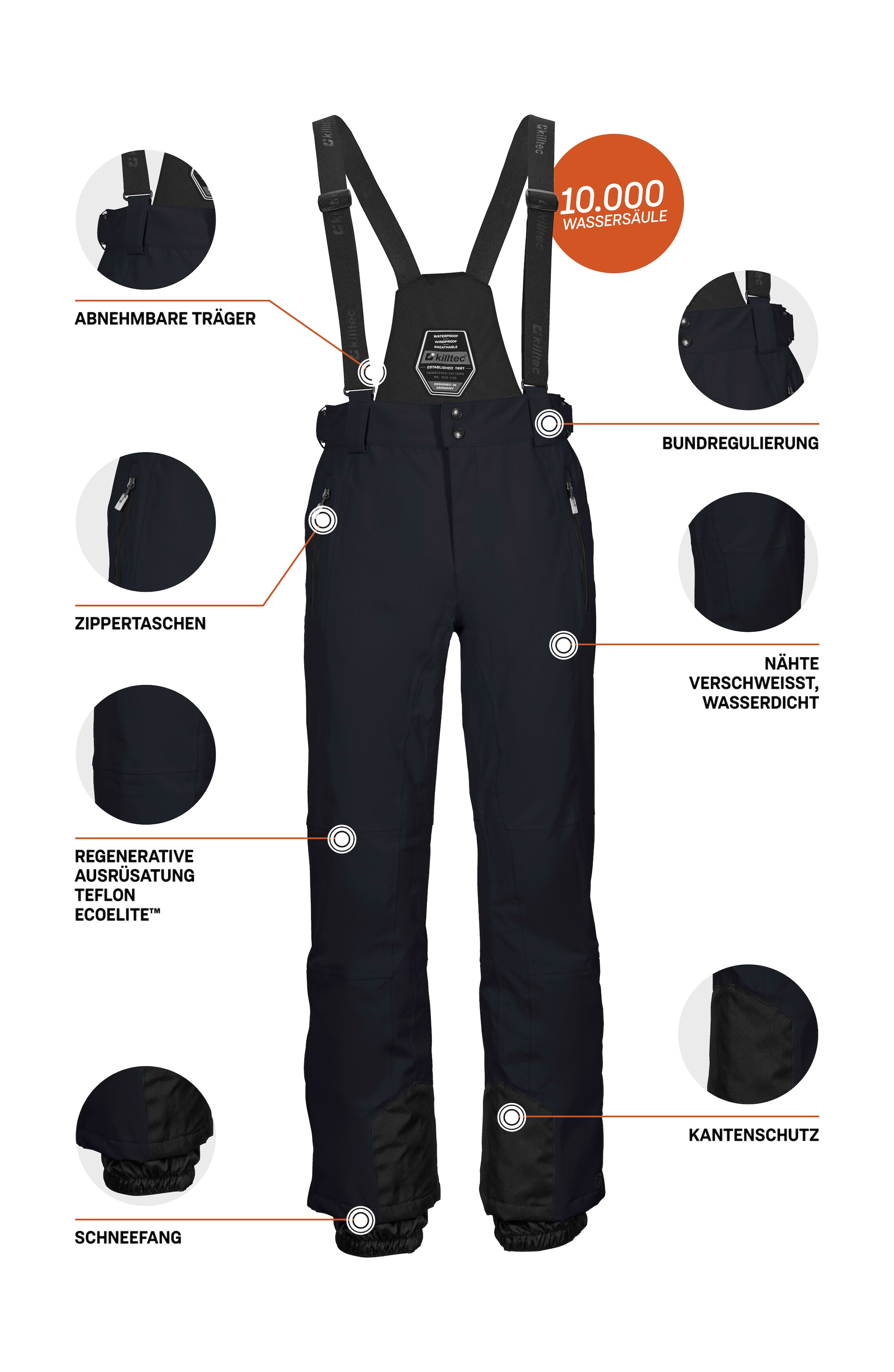 Killtec Pantalon de ski »Enosh«  Étanche à l'eau et au vent, respirant, taille réglable, protection de bord