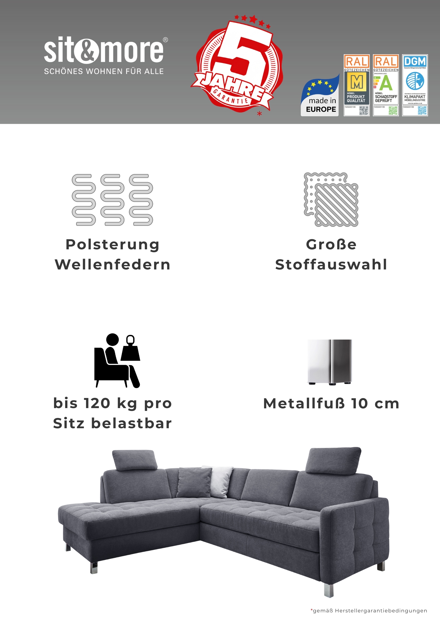 sit&more Ecksofa »Pablo L-Form« wahlweise mit Schlaffunktion und Bettkasten