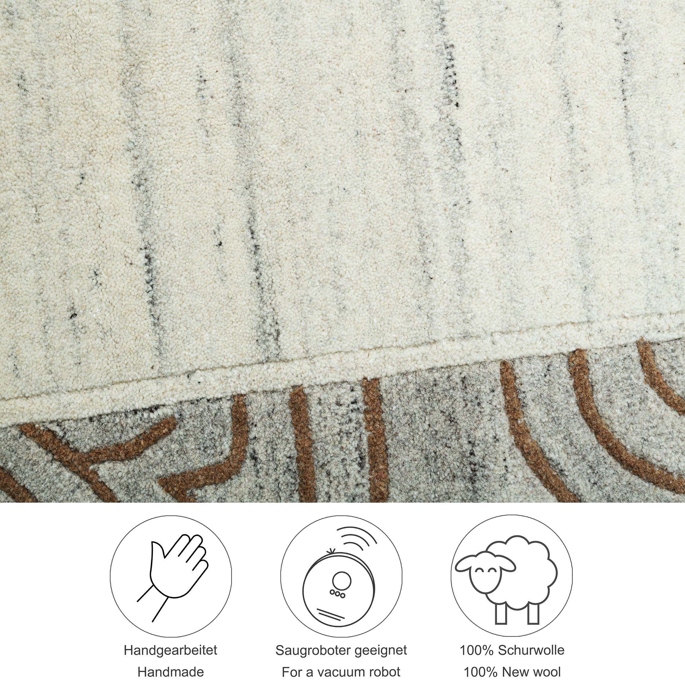 THEKO Tapis en laine »Natural Garden« Rectangulaire 14 mm Höhe laine pure, avec bordure, tufté main, salon
