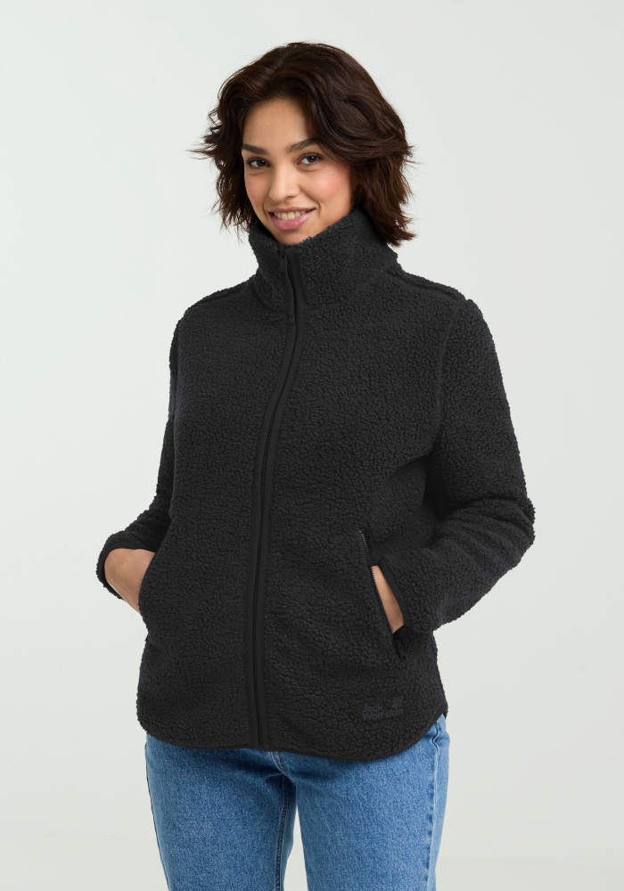 Jack Wolfskin Veste polaire »HIGH CURL JKT W« avec fermeture éclair continue, en polaire Sherpa, respirant