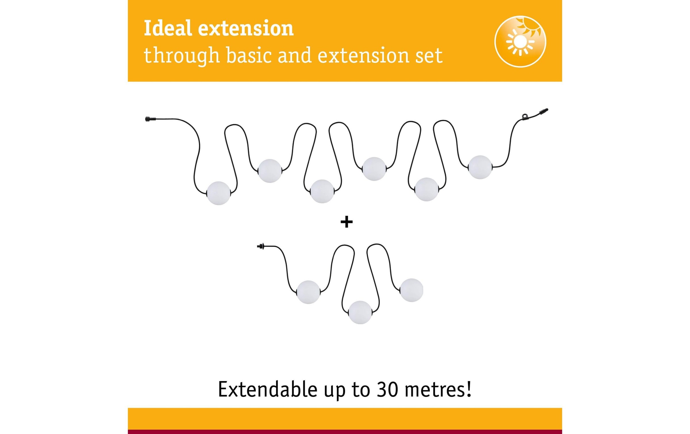 Paulmann Guirlande lumineuse LED »Naima IP67 3000K 5,8m 6x60lm Schwarz« 6 cuis-flammig spritzwassergeschützt