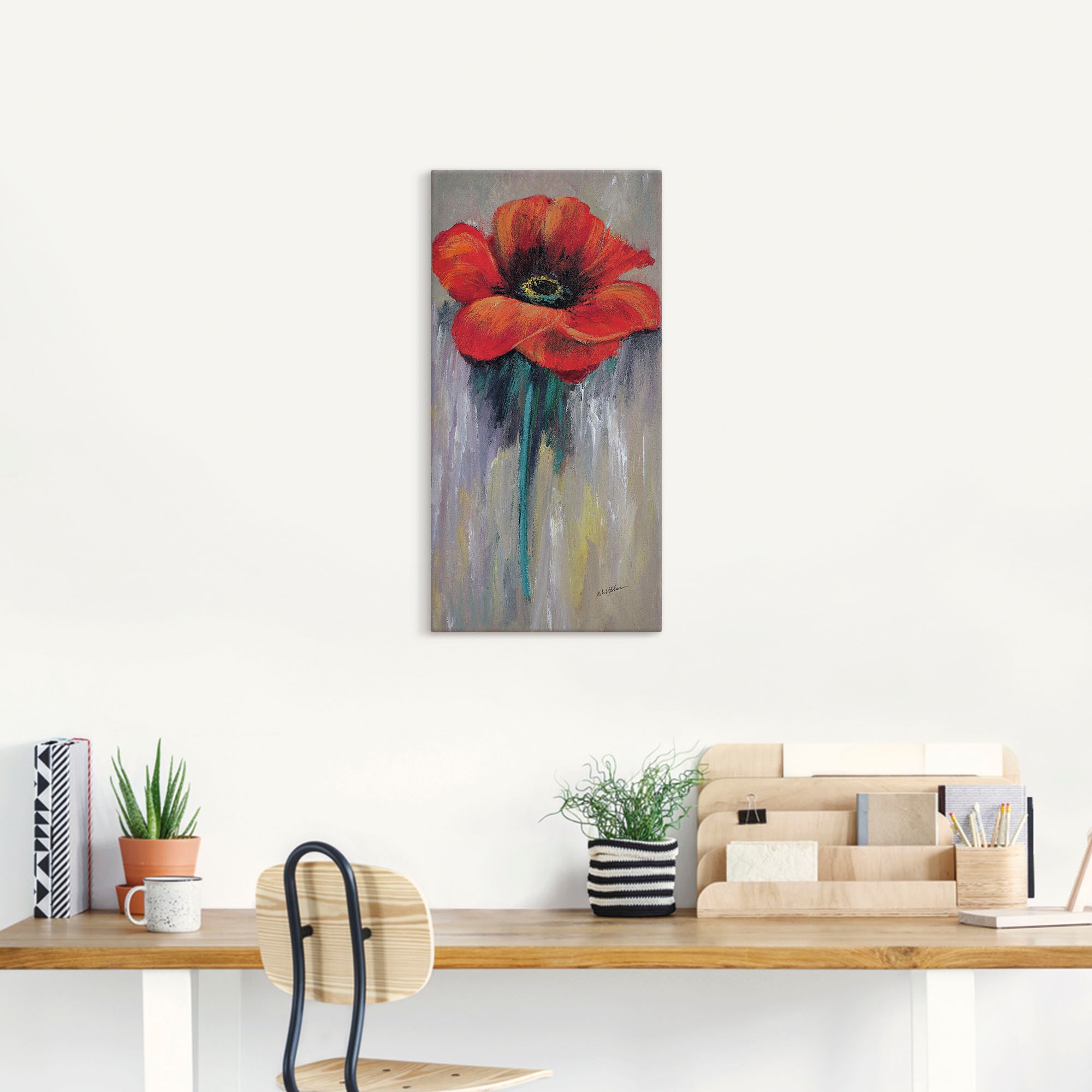 Artland Leinwandbild »Roter Mohn II« Blumen 1 Stk. tlg. auf Holzrahmen gespannt