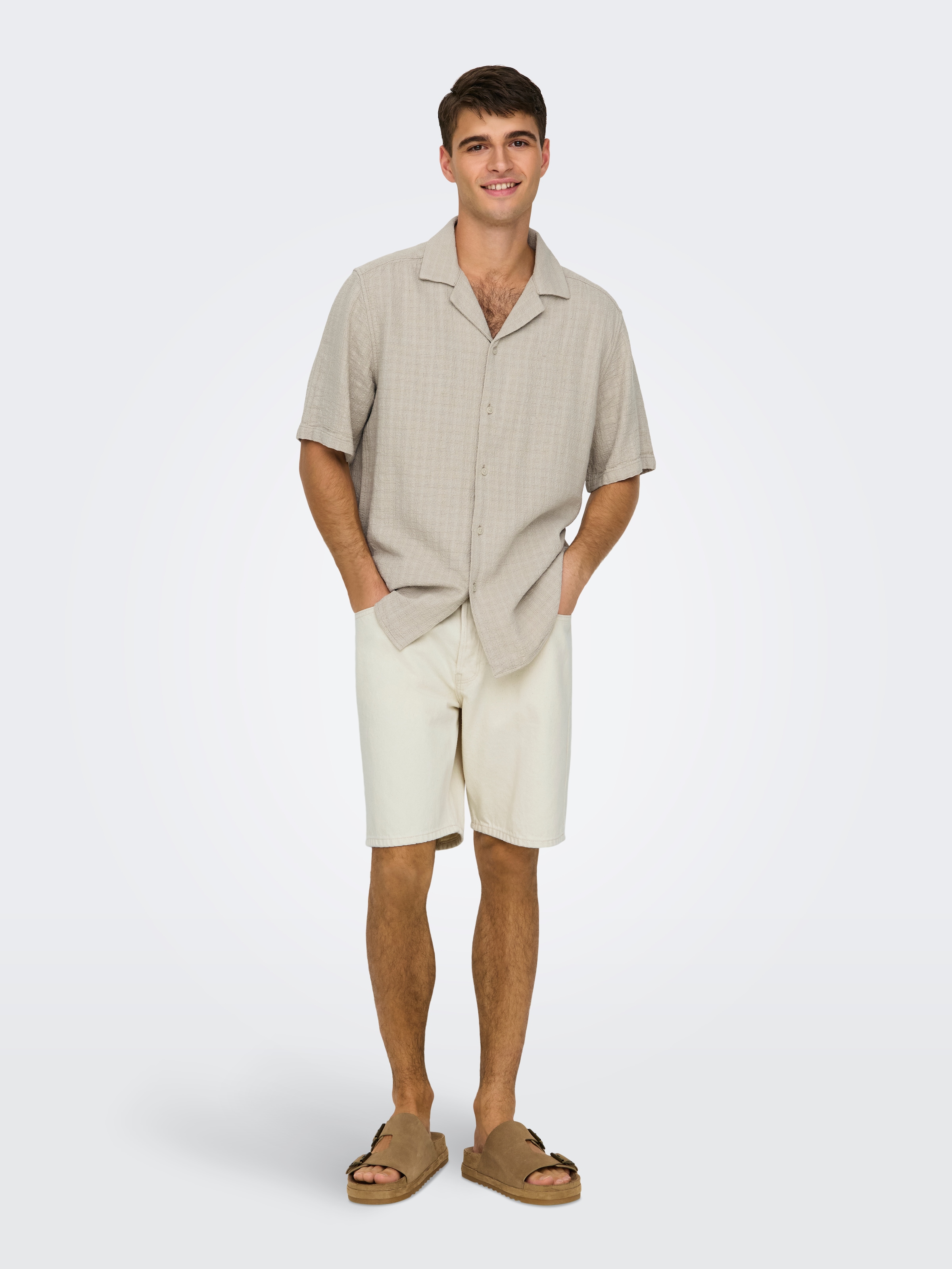 ONLY & SONS Kurzarmhemd »ONSLATHAM RLXSS RESORT LINEN STRUC 0257« Viskose mit Leinen, normal geschnitten