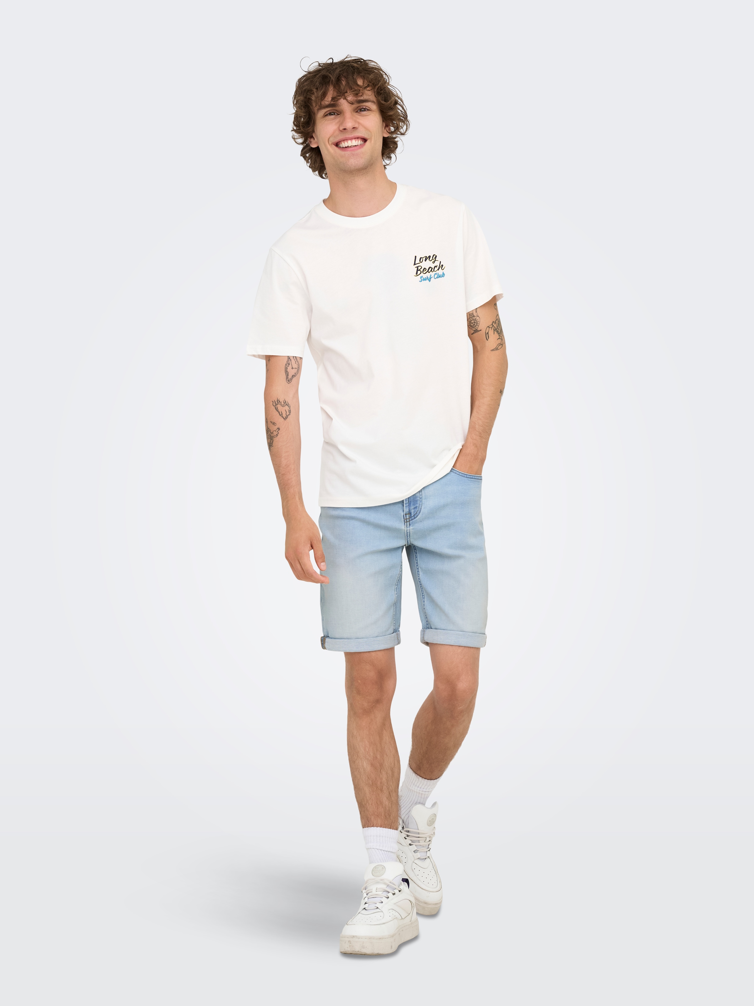 ONLY & SONS Jeansshorts »ONSPLY JOG LBD 0023 ANA DNM SHORTS NOOS« Baumwollmischung, regular fit