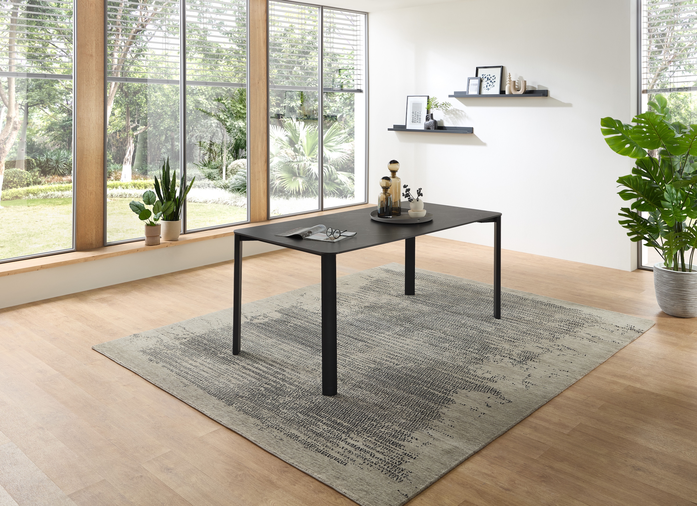 Stolkom Esstisch »Lenni Esszimmertisch Keramik, Schwarz marmoriert BxHxT 180x76x90 cm« Keramikoberfläche schwarz marmoriert, Metallgestell schwarz matt