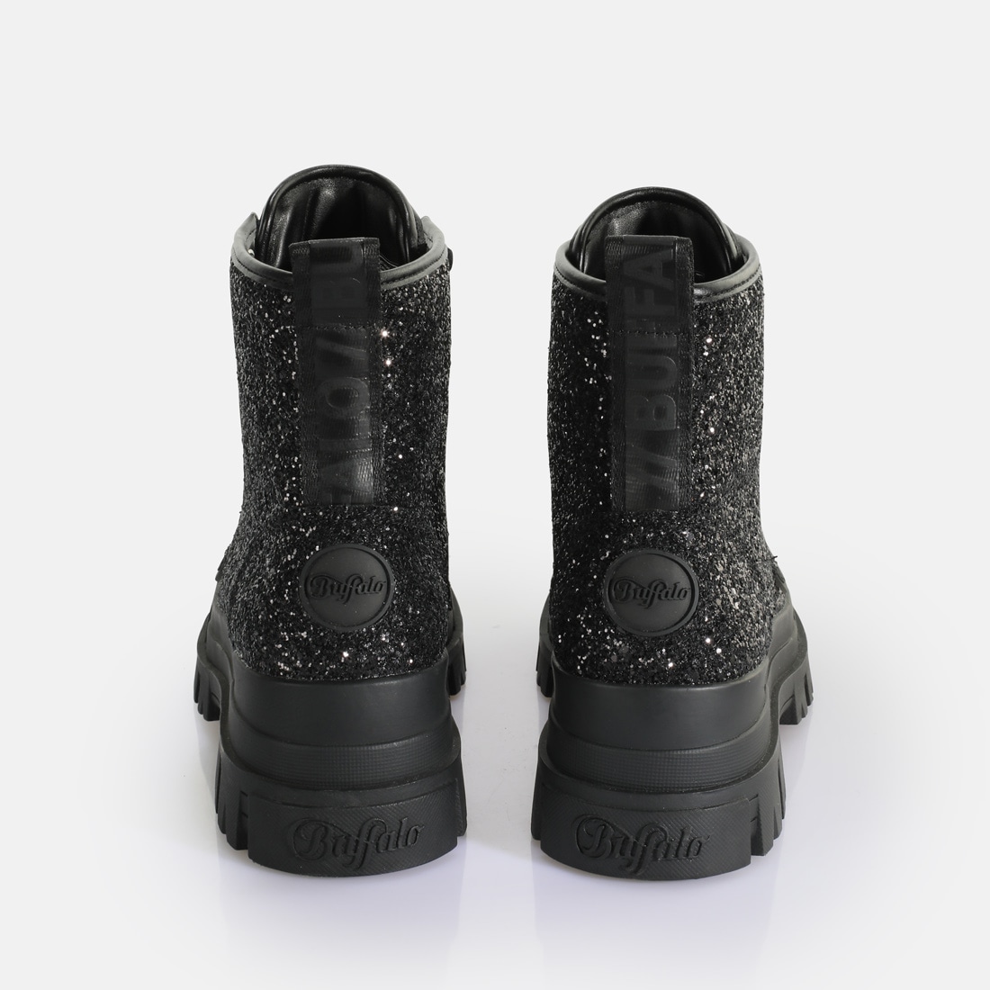 Buffalo Bottines à lacets »ASPHA LACEUP HI«  Bottes à plateforme, bottines à lacets avec garniture pailletée stylée
