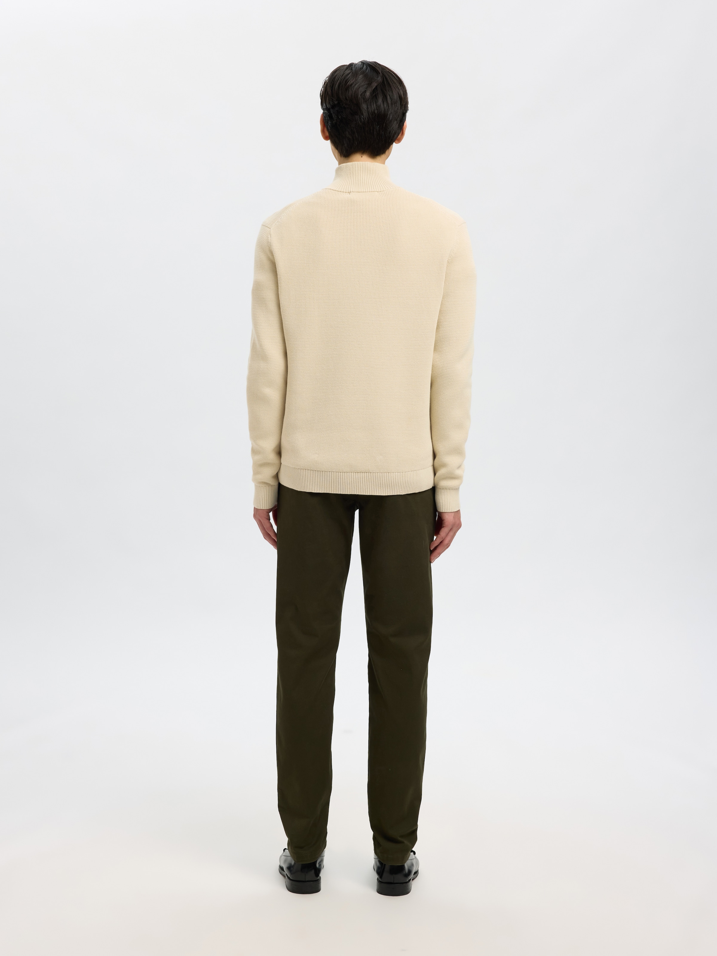 SELECTED Troyer »SLHDANE LS KNIT STRUCTURE HALF ZIP NOOS« coton, coupe régulière