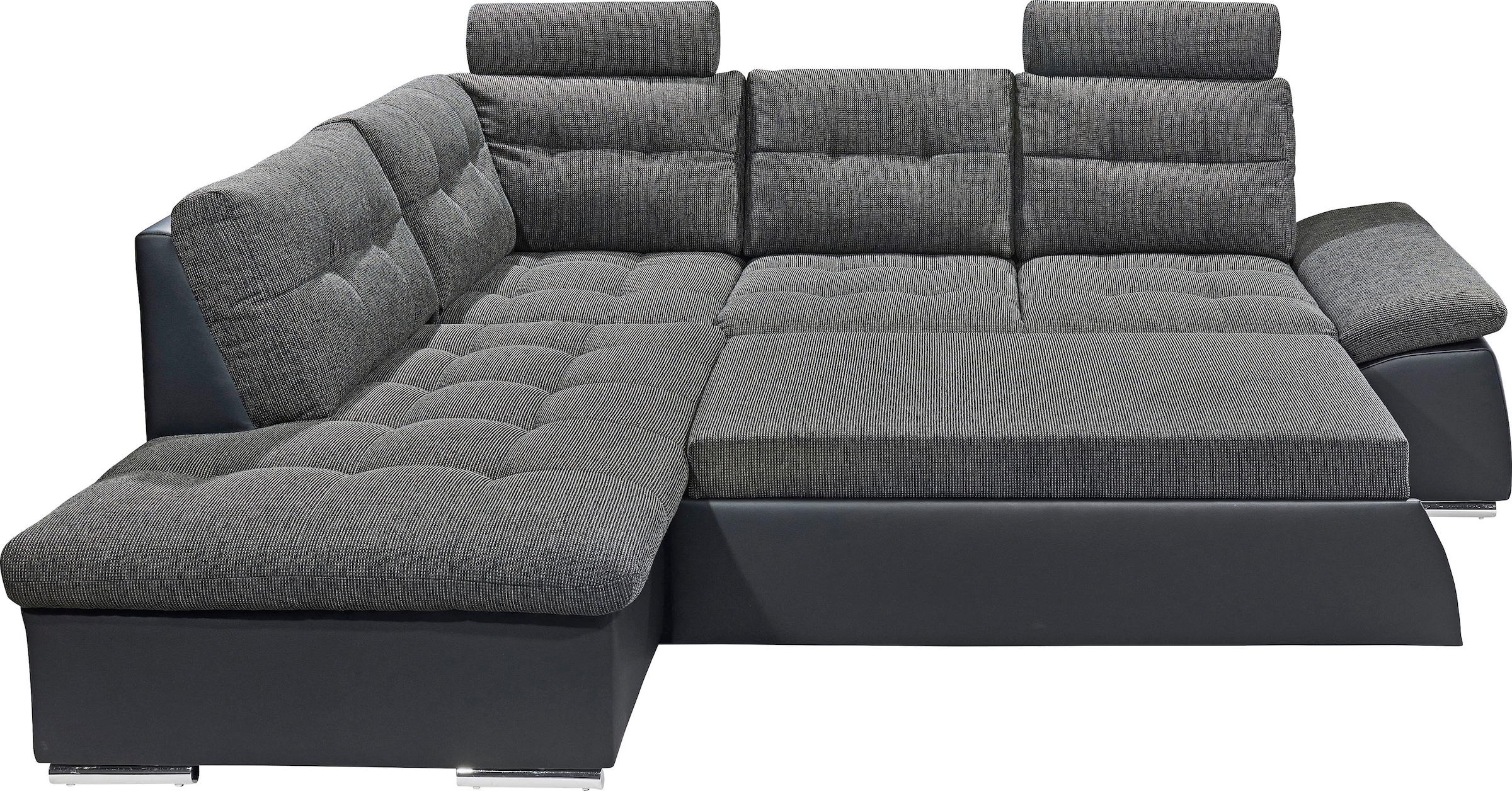 ED EXCITING DESIGN Canapé d'angle »Jakarta L-Form« avec fonction lit, réglage des accoudoirs, appuie-têtes & 2 coussins lombaires