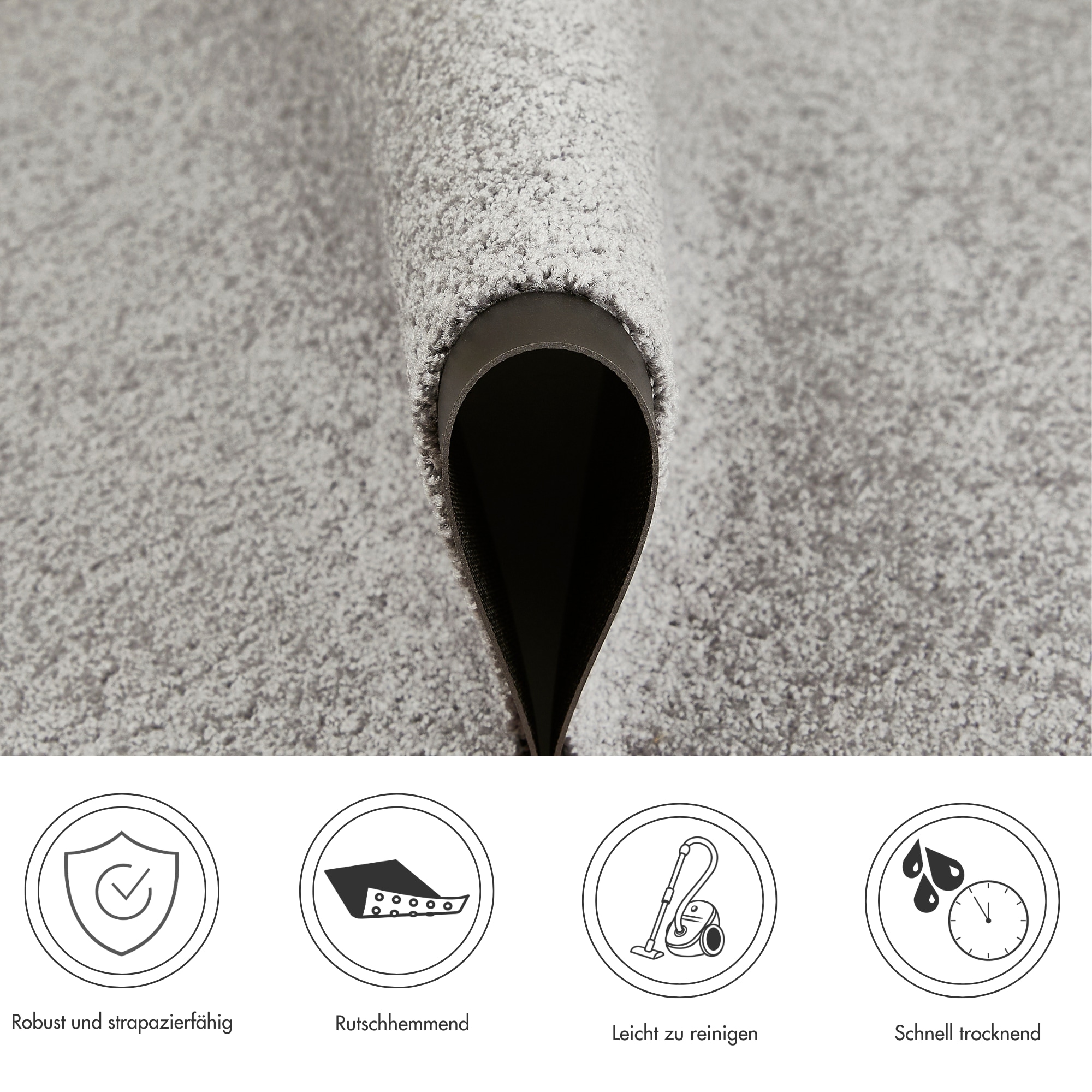 my home Tapis de sol »Emil, Made in Netherlands« Rectangulaire 6 mm Höhe Schmutzfangmatte, Uni Farben, rutschhemmend, waschbar (Handwäsche)