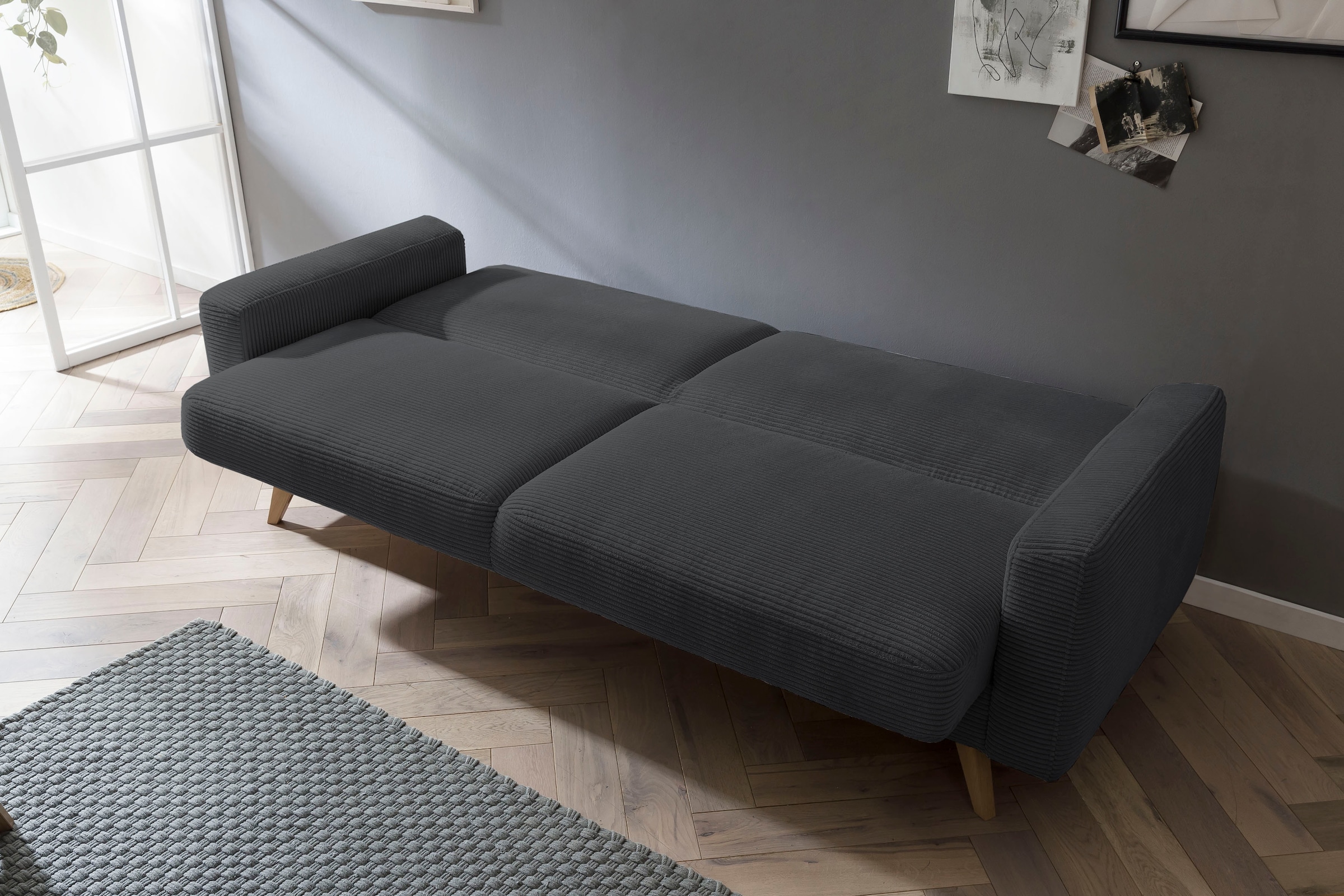exxpo - sofa fashion 3-places »Samso, elegant und bequem, aktueller Cord Bezug, Kippcouch« hochwertige Verarbeitung, Schlafsofa inkl. Bettfunktion und Bettkasten