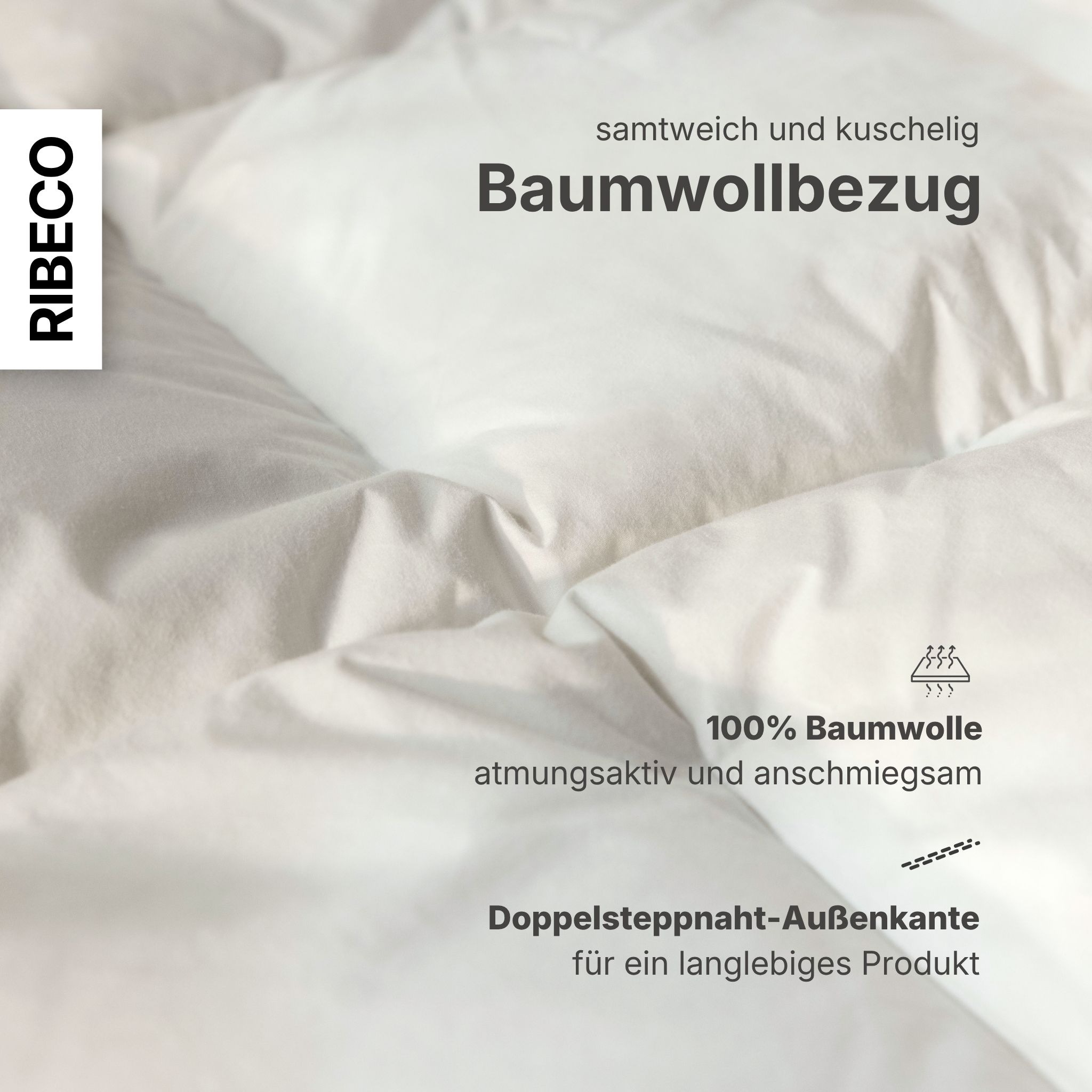 RIBECO Daunenbettdecke »Johanna, Bettdecke in 135x200 und 155x220cm und weiteren Grössen« leicht Füllung 80Daunen20Federn 1 Stk. tlg. Topseller, Daunen und Federn, Daunendecke, Federdecke, Made in Germany