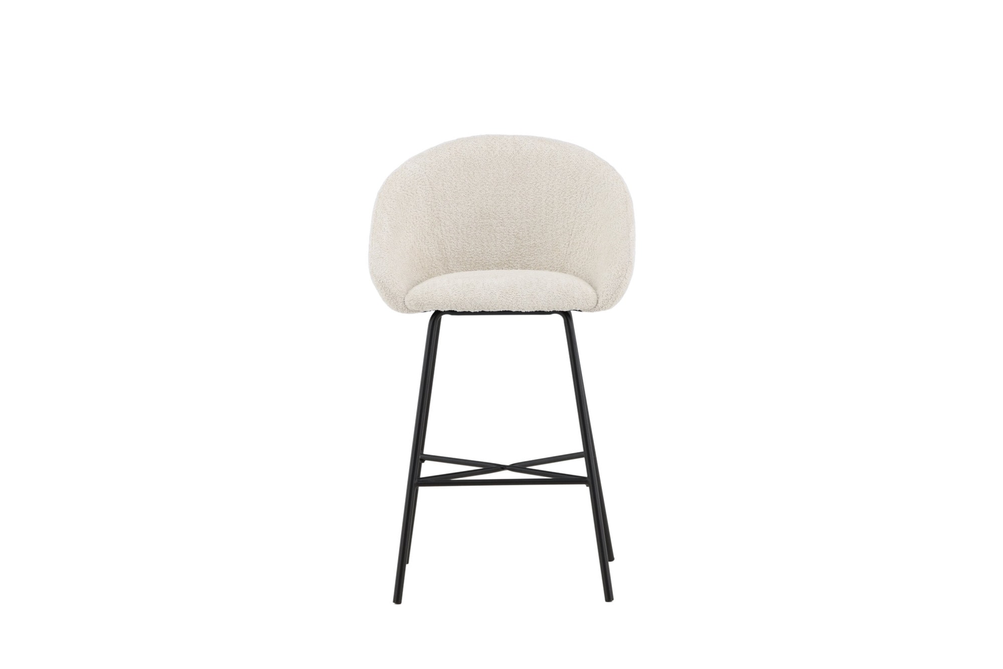 Venture Home Tabouret de bar »Velvet, 2er-Set Barhocker mit weissem Teddy-Sitz, belastbar bis 150 kg« 2 cuis tlg. Tabouret de bar, revêtement en peluche, cadre en acier noir, repose-pieds, douillet
