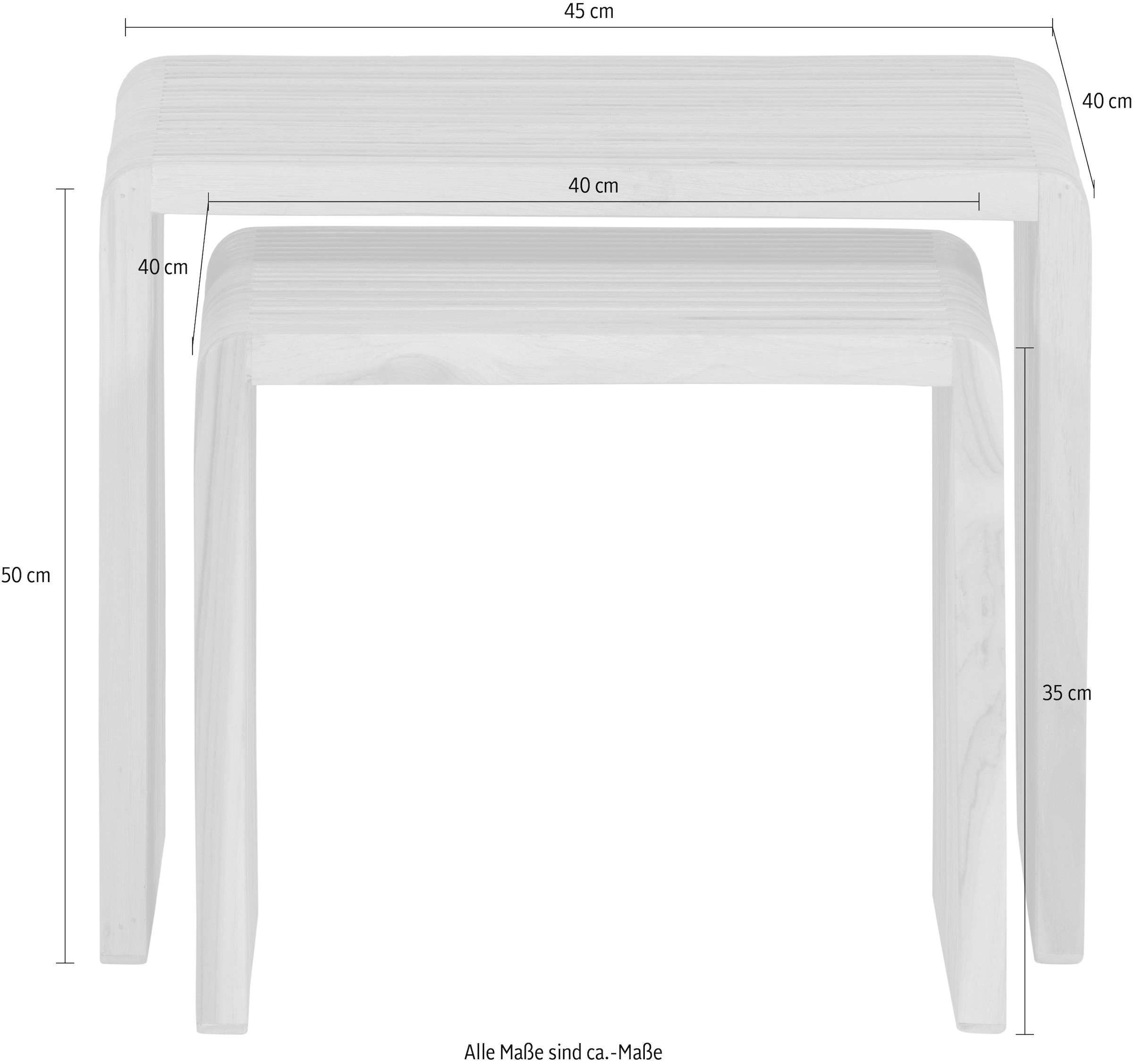 WOOOD Table d'appoint »Jasmijn aus recyceltem Teakholz als 2er-Set B 50 x T 45 x H 41 cm« Ensemble, 2 cuis tlg. lot de 2, surface facile d'entretien, usage exclusivement intérieur