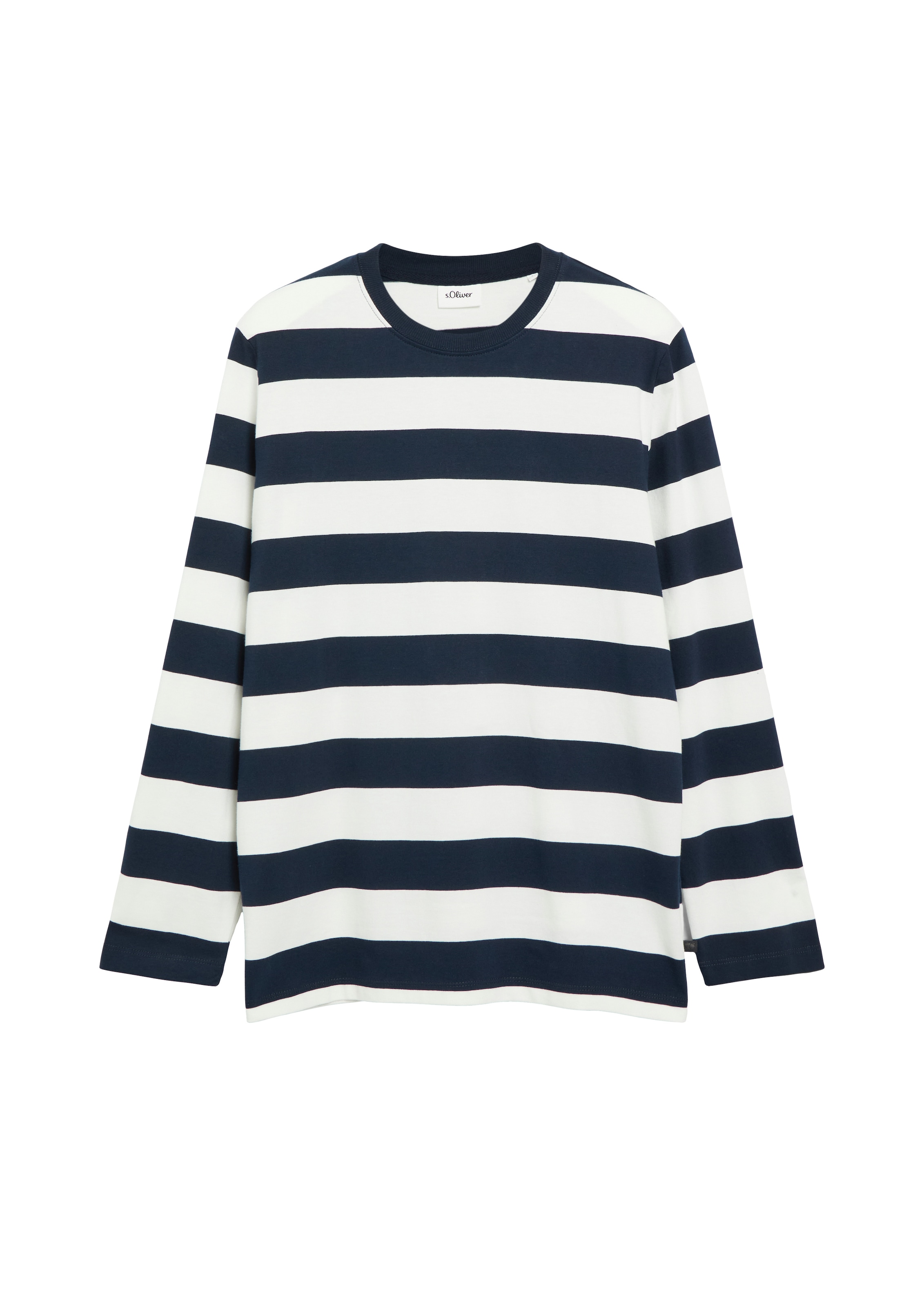s.Oliver T-shirt à manches longues im Streifen-Look / Baumwolle / Rundhals