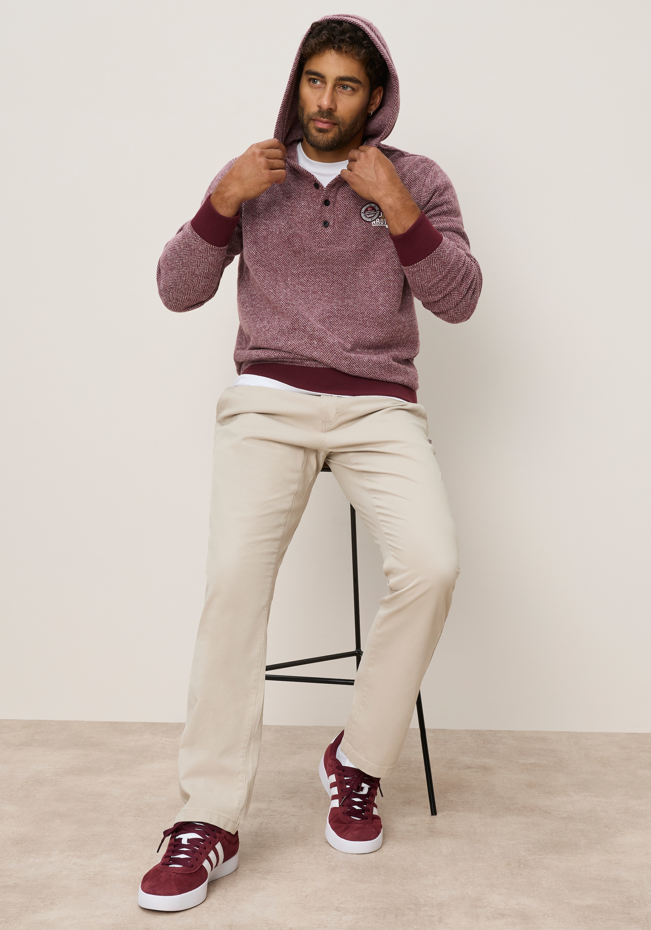 Man's World Pull en polaire , avec capuche, aspect à motifs, en polyester et coton
