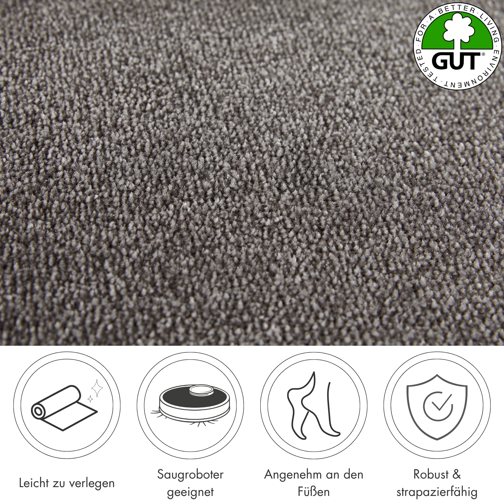 Andiamo Moquette »Levin, Velours, Gesamthöhe 10 mm, Luxusklasse LC2« Rectangulaire Uni Farben, Breite 400 cm oder 500 cm, weiche Qualität