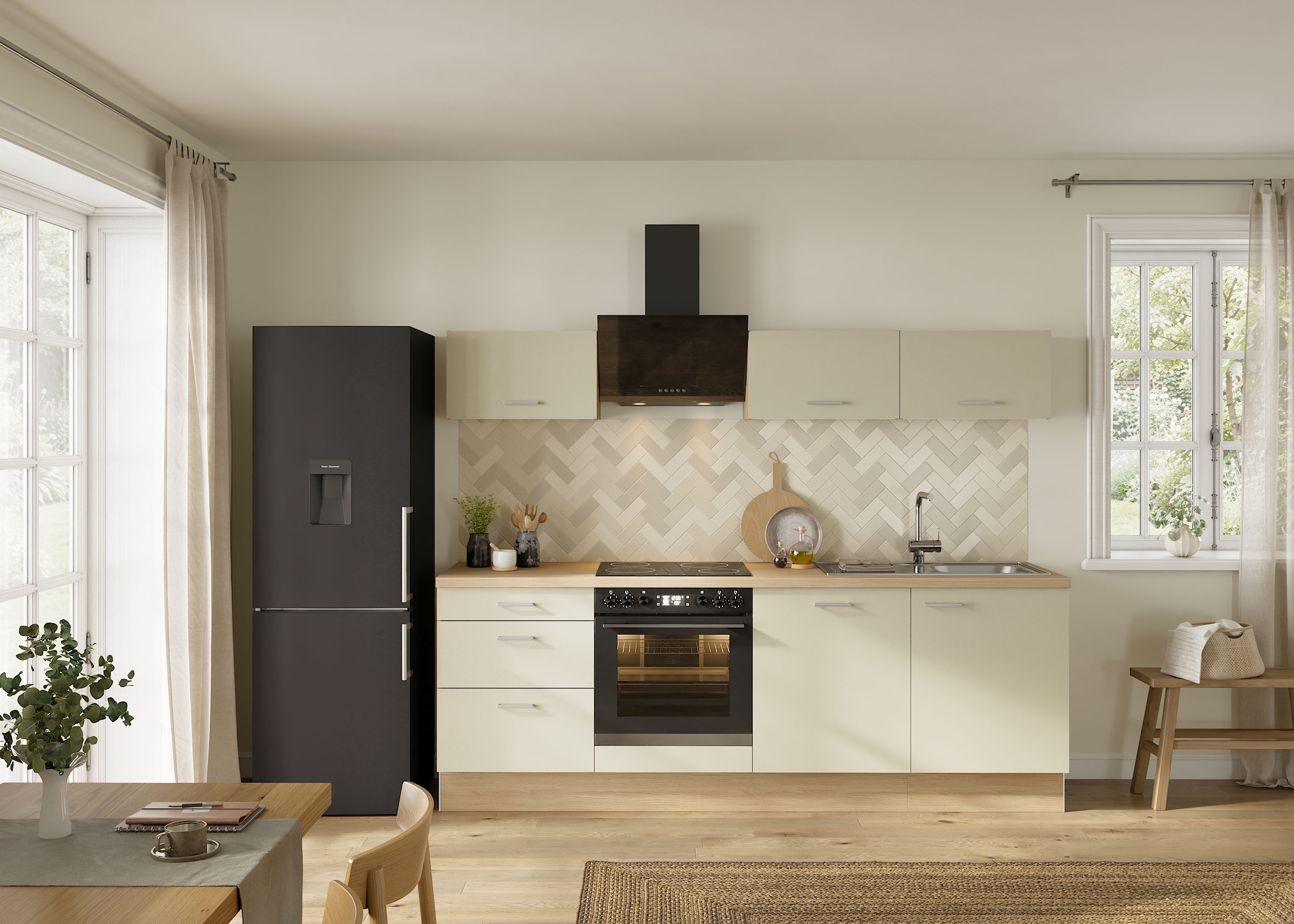 KOCHSTATION Kitchenette »KS-Sion Breite 240 cm« schnelle Montage OPTIsnap, wahlw. m.HANSEATIC-E-Geräten u.Stand Alone