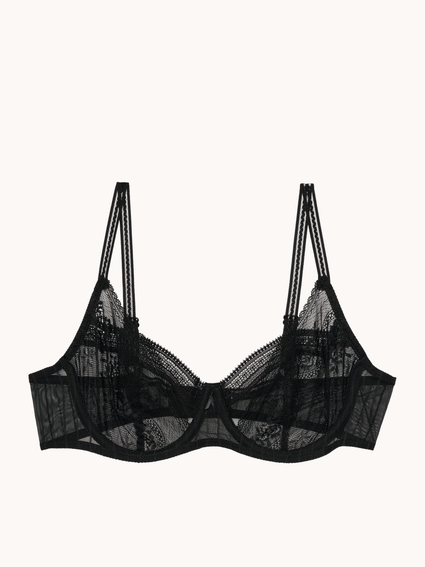 PASSIONATA Soutien-gorge à demi-coques »MADDIE« florale Spitze, gestreifter Tüll, Demi-Form, elastisch