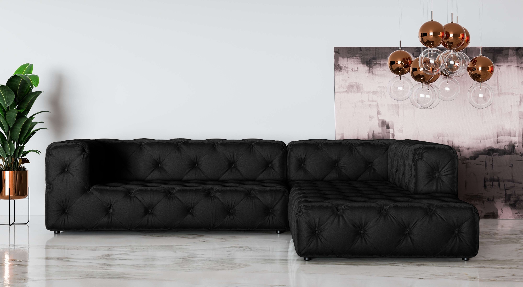 Home affaire Canapé d'angle »FOLLINA« forme en L, avec capitonnage classique Chesterfield