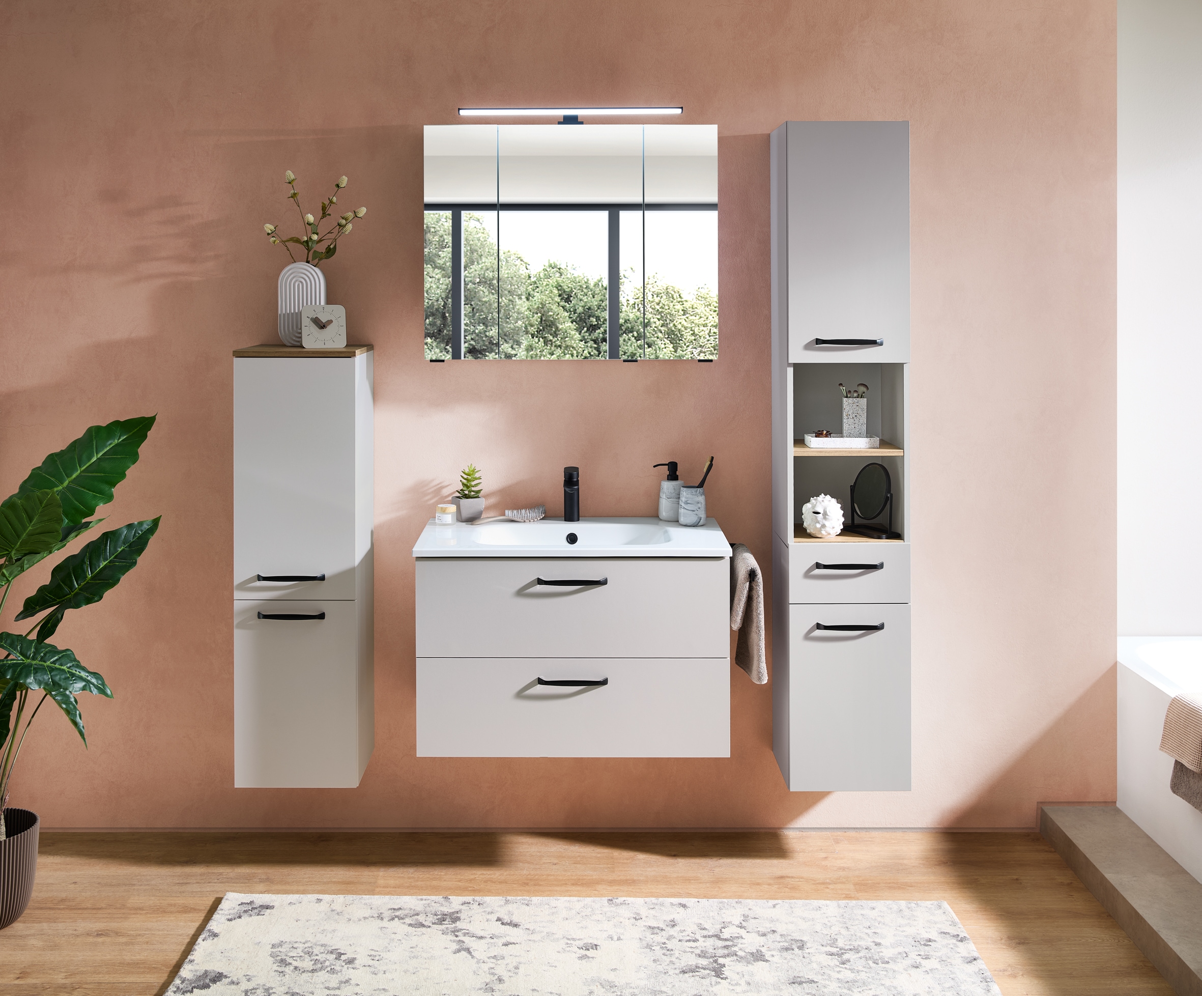Saphir Ensemble de meubles de salle de bain »Quickset 500, Waschtischunterschrank mit Mineralmarmorwaschtisch« 2 cuis tlg.