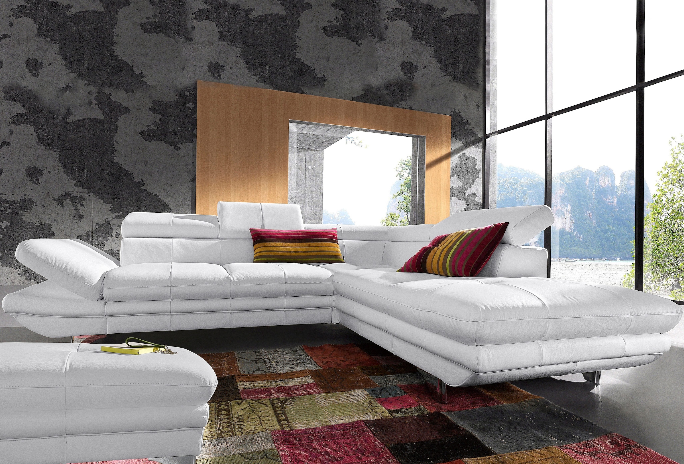 COTTA Ensemble rembourré »Enterprise L-Form« Set,  Set bestehend aus: Ecksofa mit Arm- & Kopfteilverstellung & Hocker