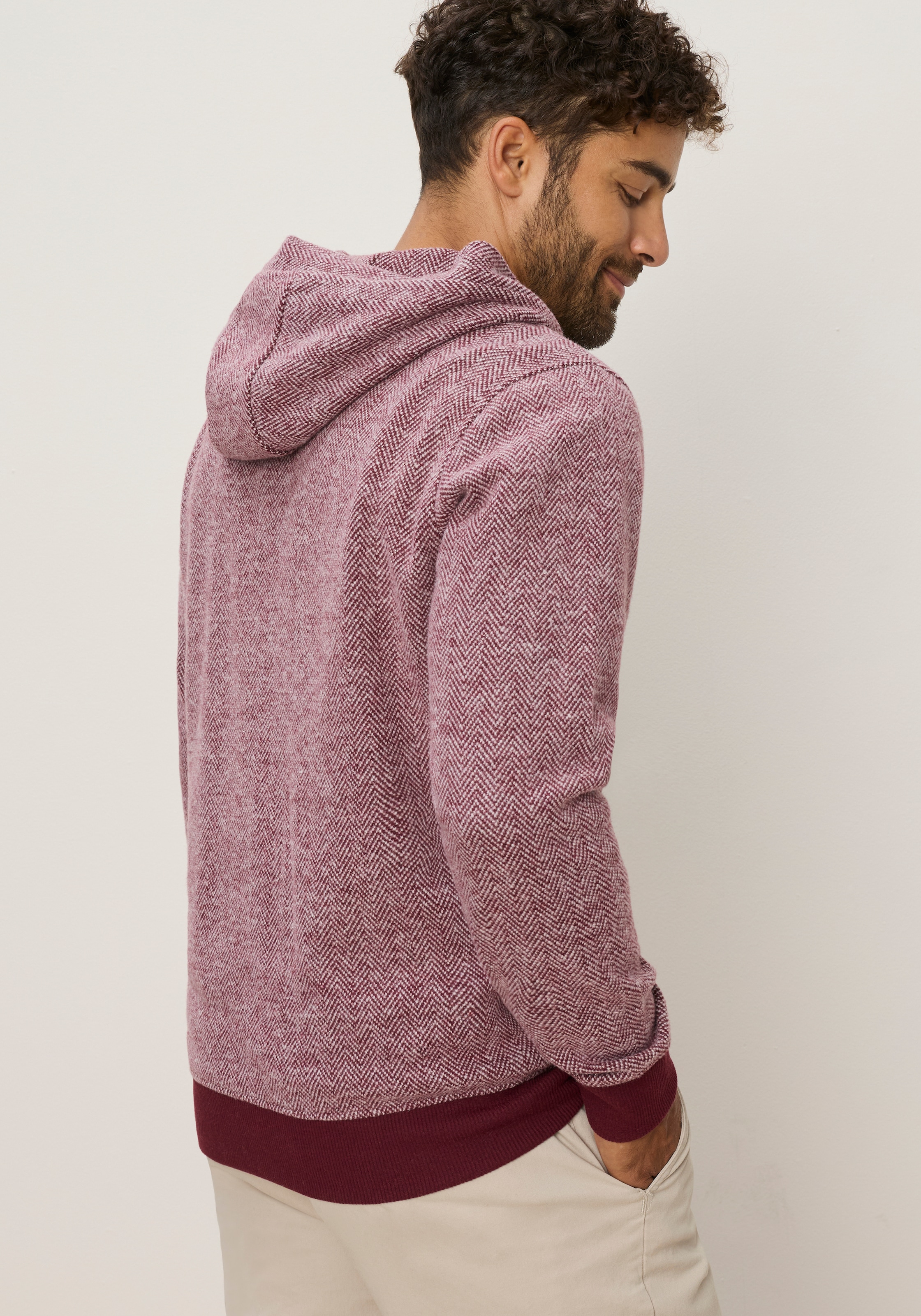 Man's World Pull en polaire , avec capuche, aspect à motifs, en polyester et coton
