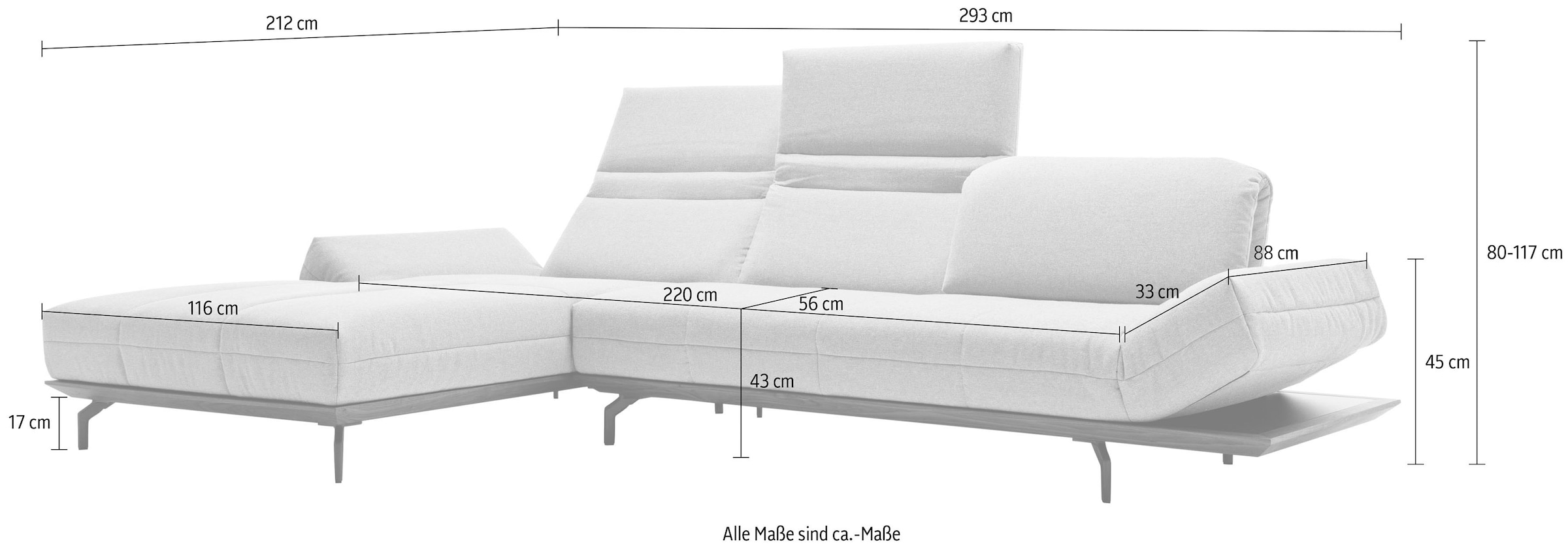 Creation BY ROLF BENZ Canapé d'angle »CR.420, Designecksofa, L-Form« en 2 qualités, cadre en bois chêne naturel ou noyer, largeur 293 cm