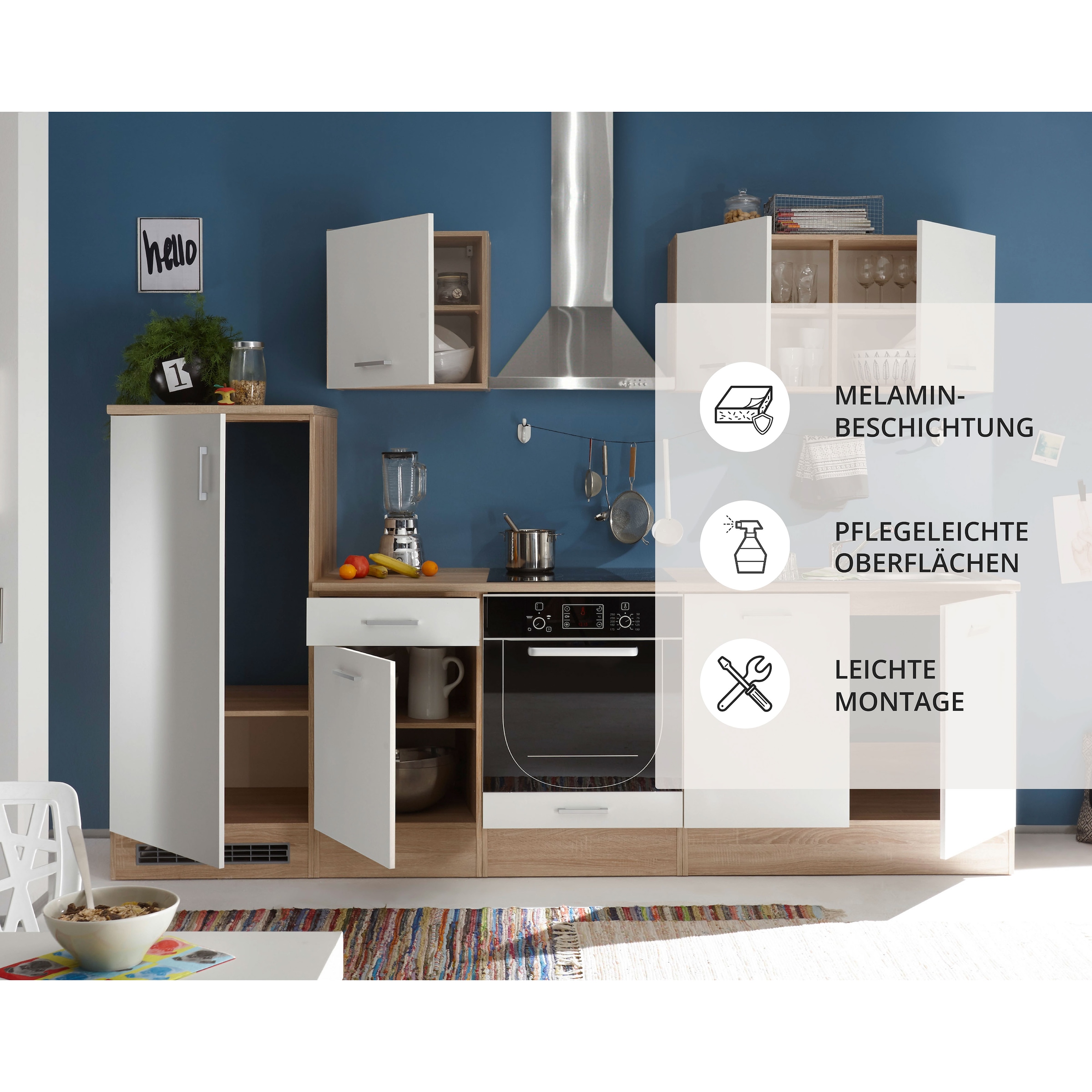 BASIC by Balculina Küchenzeile »Andy« Breite 270 cm, wahlweise mit E-Geräten