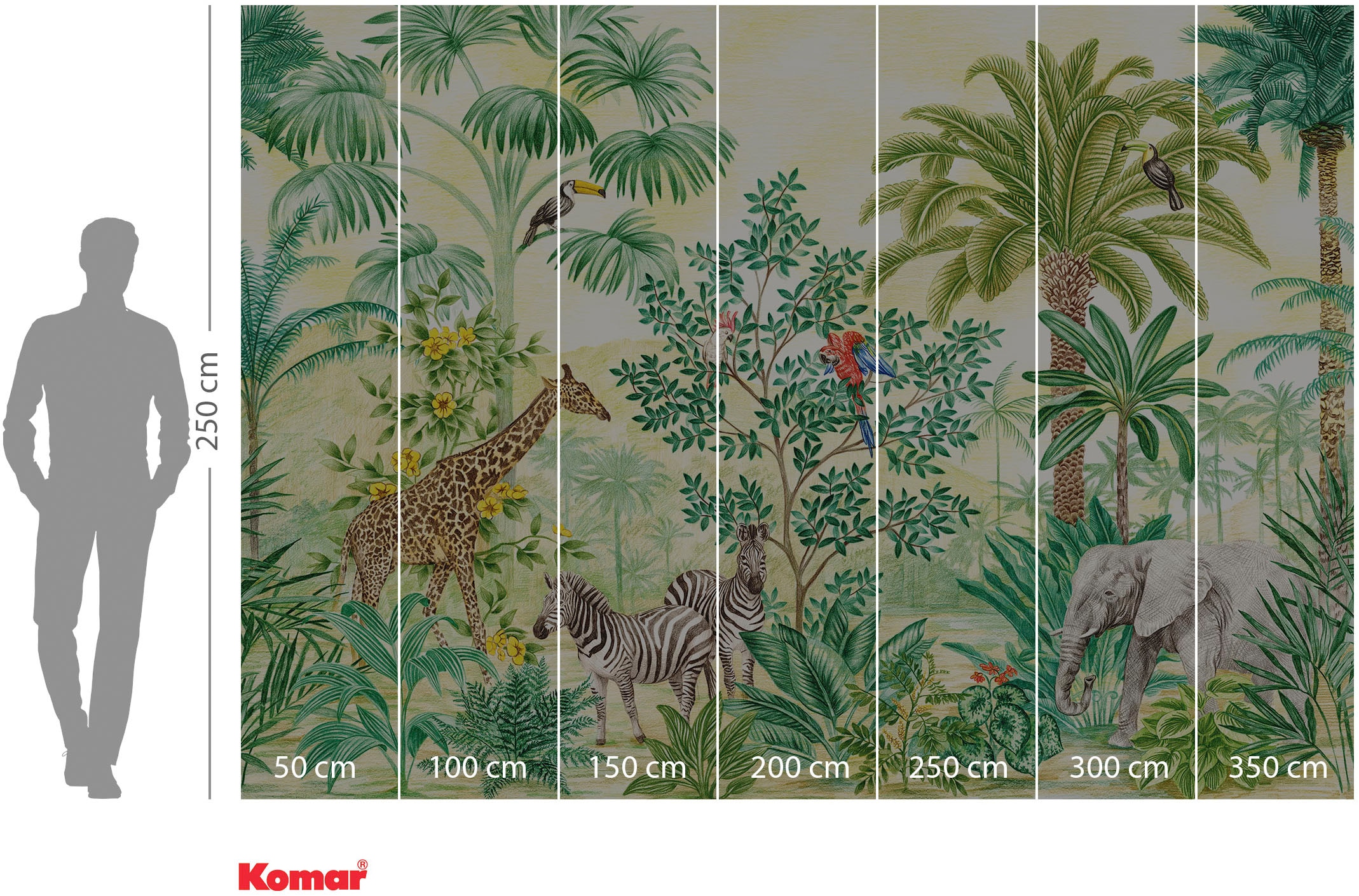 Komar Fototapete »Jungle Adventure« bedruckt glatt 350 x 250 cm (Breite x Höhe) - Tapete, Vlies, Wohnzimmer, Schlafzimmer