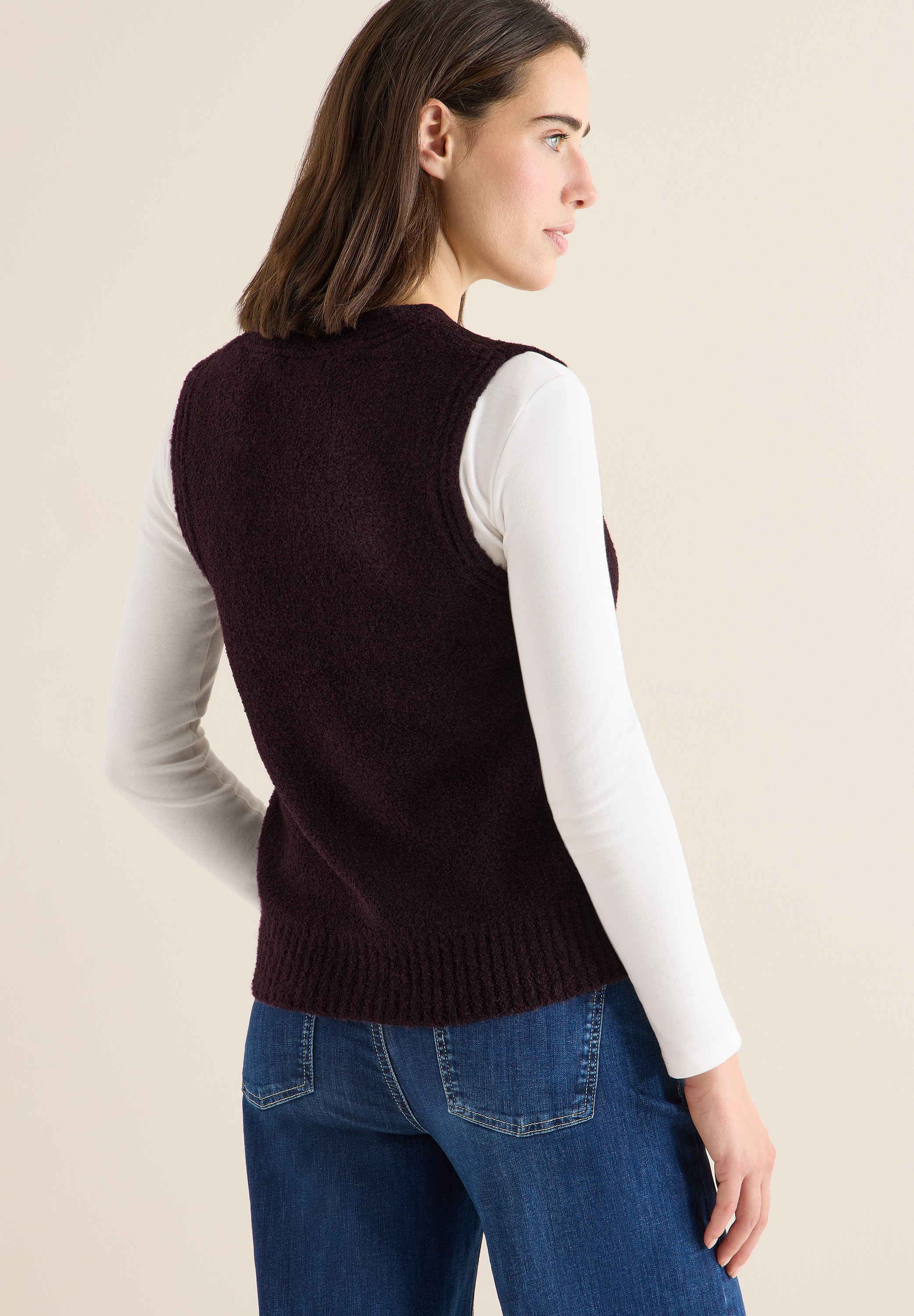 Cecil Gilet tricoté mit Bouclé-Struktur und V-Ausschnitt