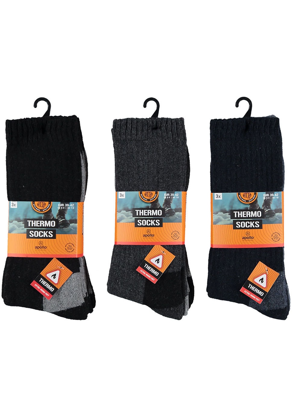Apollo Basicsocken »THERMAL/TRACKING SOCKS« 3er Pack,  Unisex mit wärmenden Merinowoll-Anteil