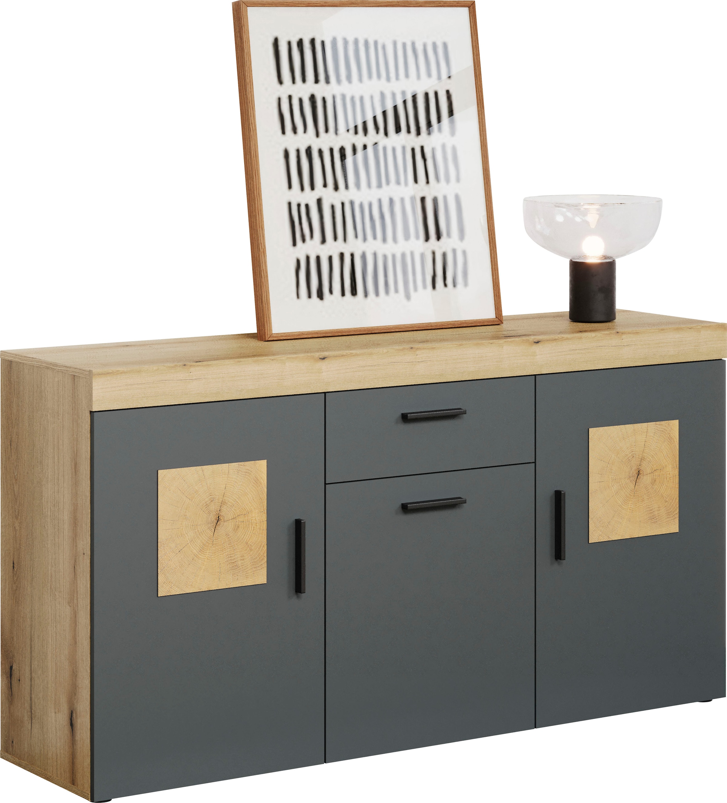 Home affaire Sideboard »Ghent« Packung, 1 cuis tlg. Sideboard mit 3 Türen & 1 Schublade - (B/T/H) 160/42/86 cm