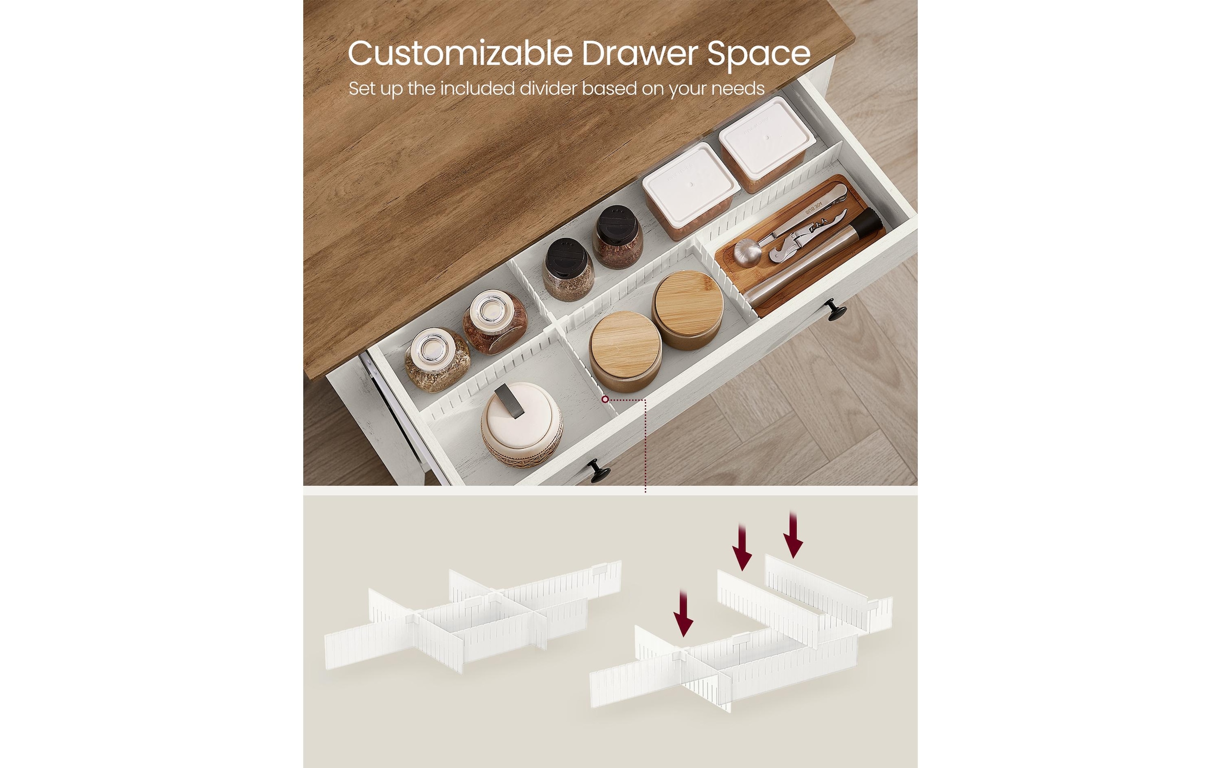 VASAGLE Kommode »VASAGLE Kommode 80 x 80 cm, Beige/Weiss«