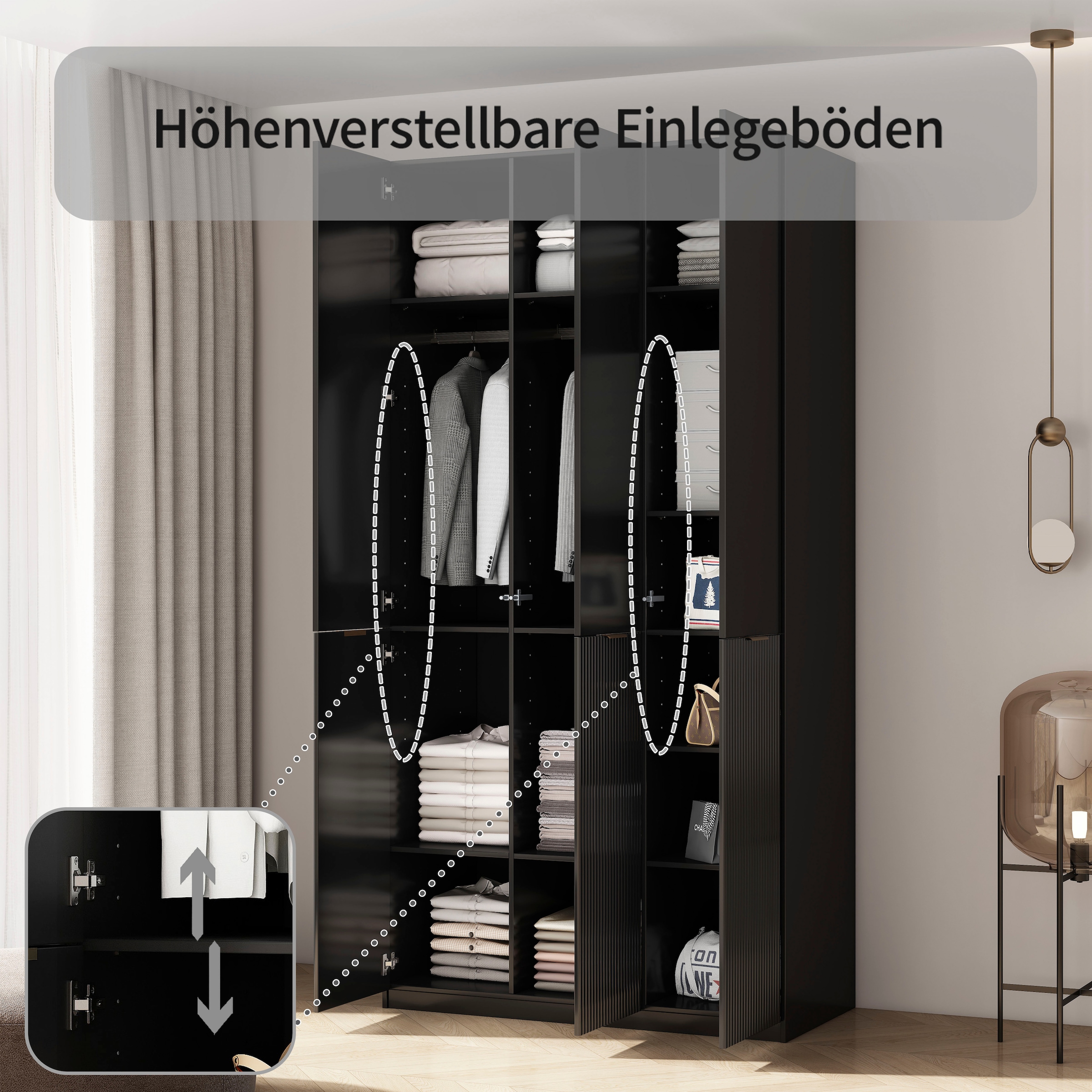 GOODproduct Kleiderschrank »Jorella Schlafzimmerschrank Garderobe mit Softclose« eleganter Schlafzimmerschrank Rillendesign Trend Breite 121cm