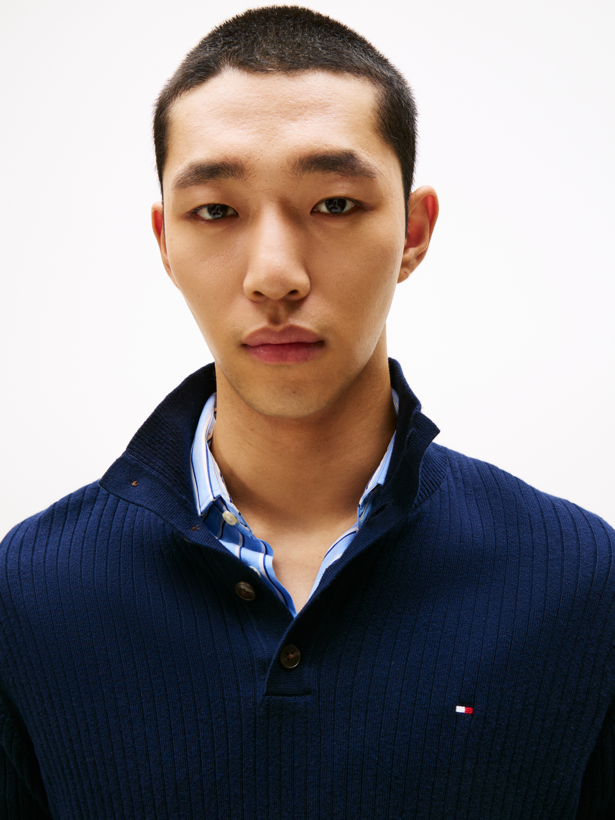 Tommy Hilfiger Troyer »PIMA CASH STRUCTURE MOCK« Rippbündchen am Kragen, Ärmel und Saum