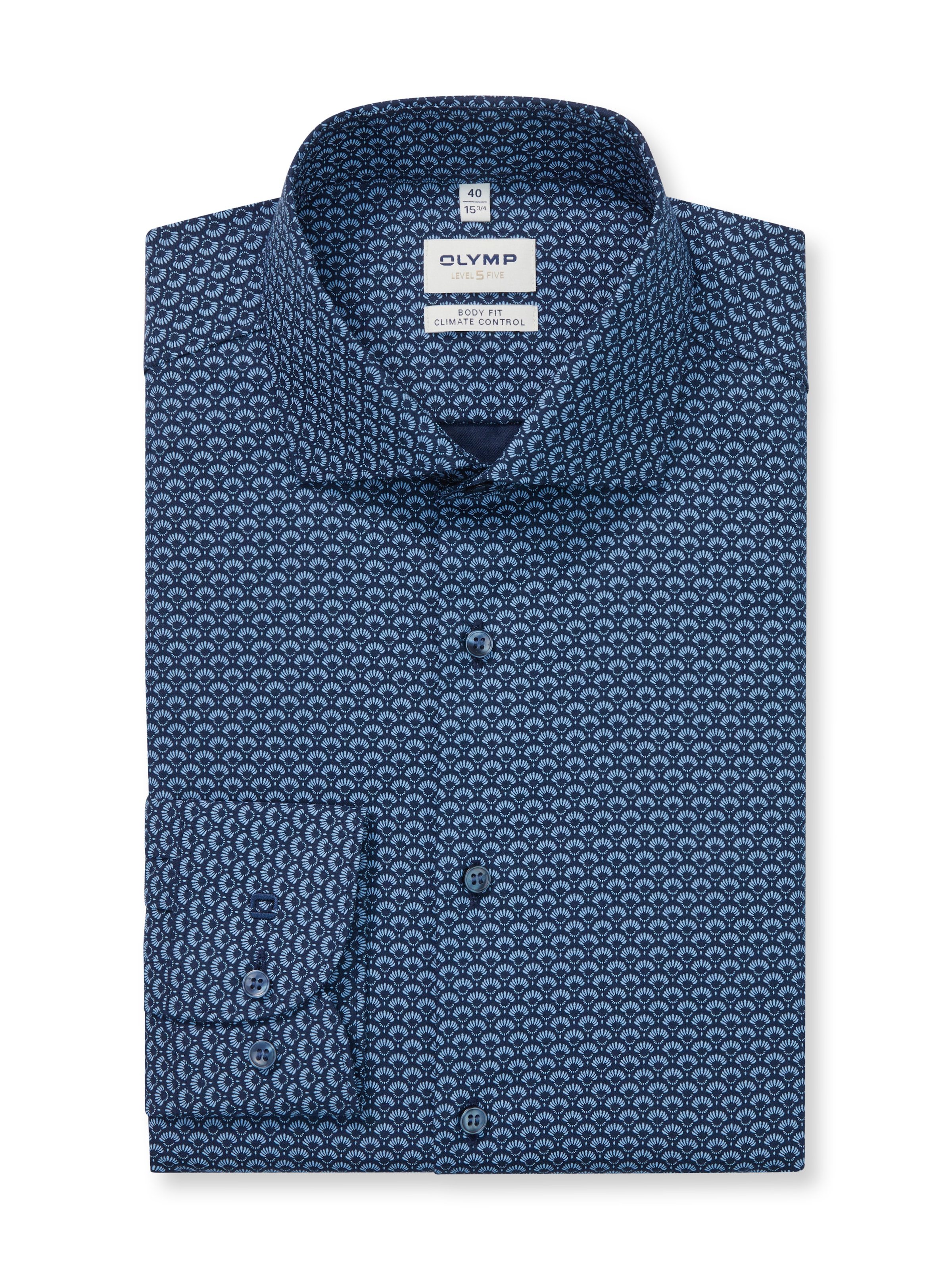 OLYMP Chemise à manches longues »24/Seven - Level Five« gemustert, body fit, Kentkragen, Businesshemd, Climate Control