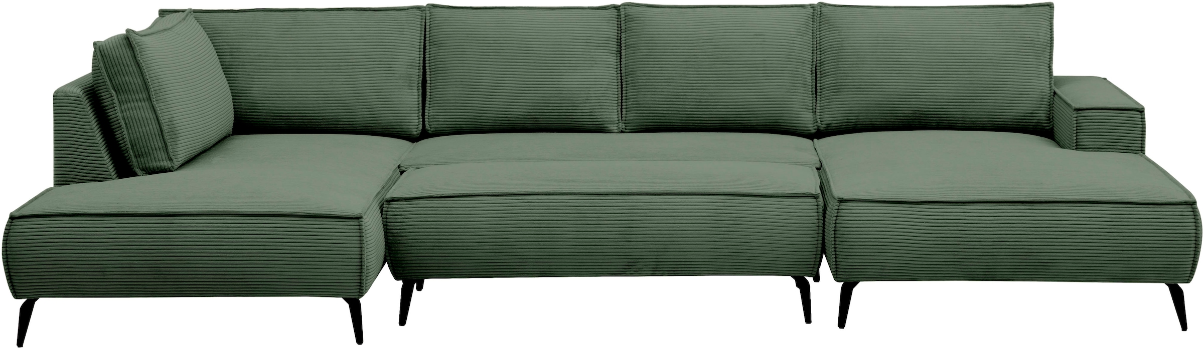 Home affaire Wohnlandschaft »mit Hocker, TVINNU, moderne U-Form in Cord oder Leinenoptik« Recamiere rechts/links, stellbar zum Schlafsofa (Krokodilverbinder)