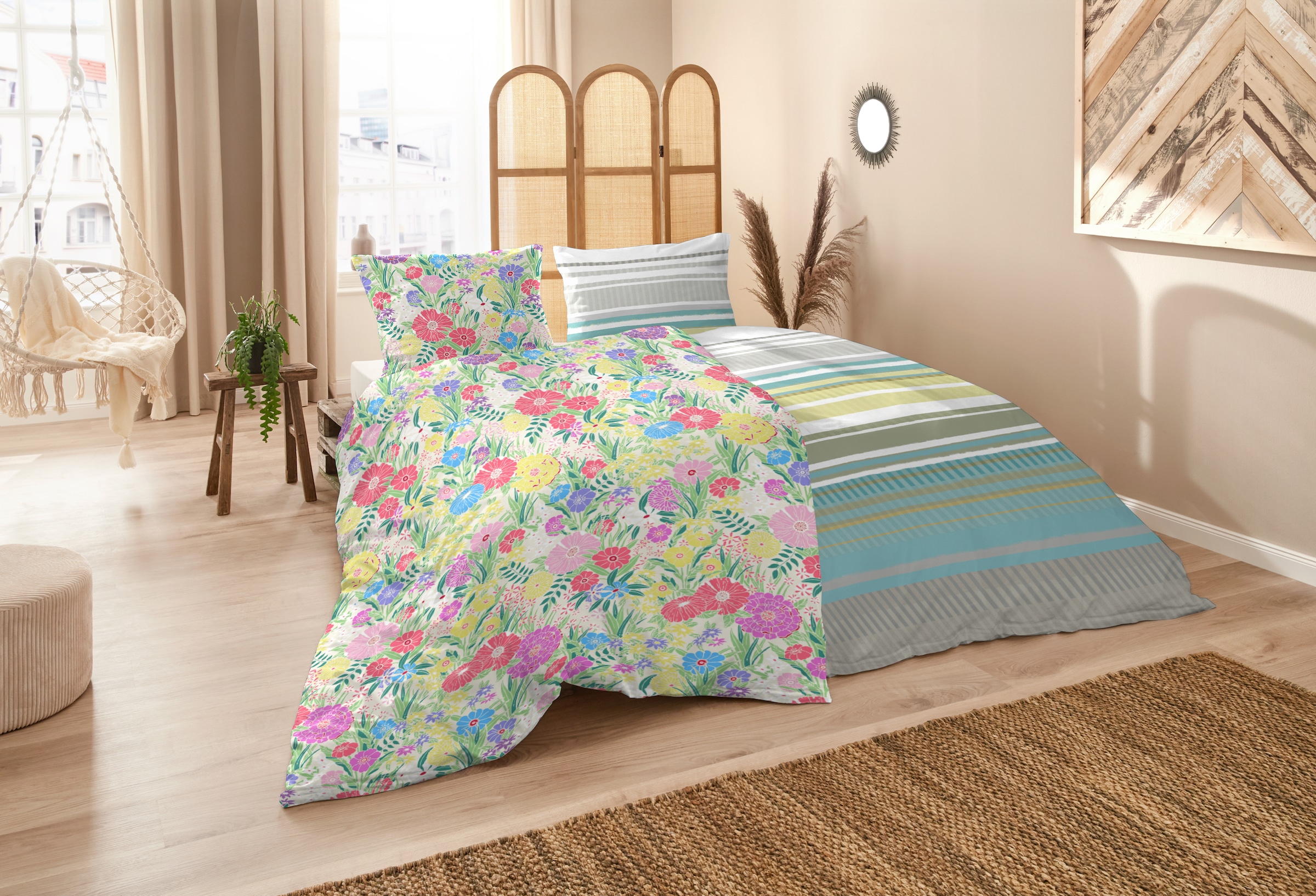 Primera Linge de lit »Perkal-Bettwäsche Wonderful« 2 cuis avec un motif floral vivant