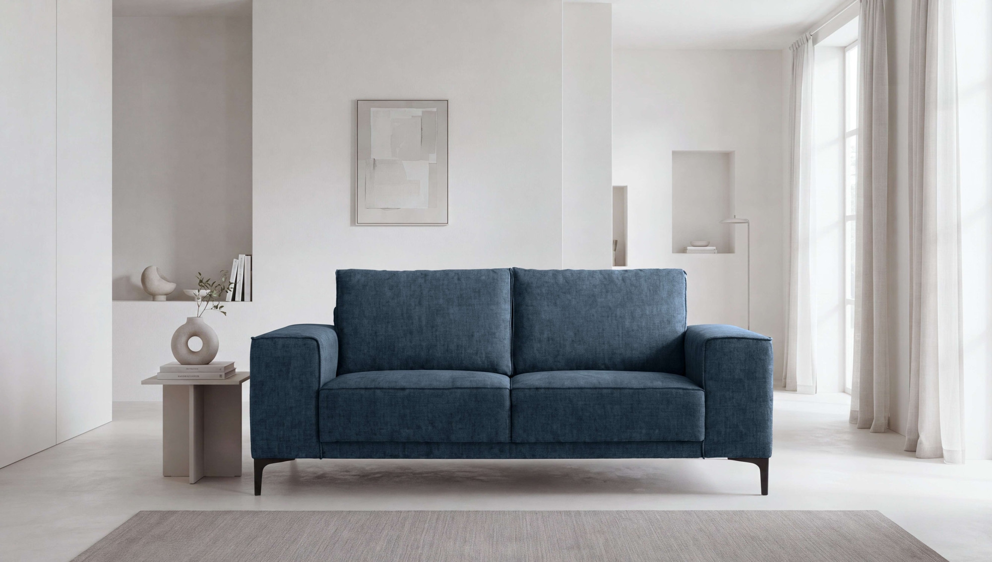 GOODproduct 2-Sitzer »Kompaktsofa Oland mit modernem Chenille-Bezug« 164 cm, Wellenunterfederung, Skandi-Design, Metallfüsse