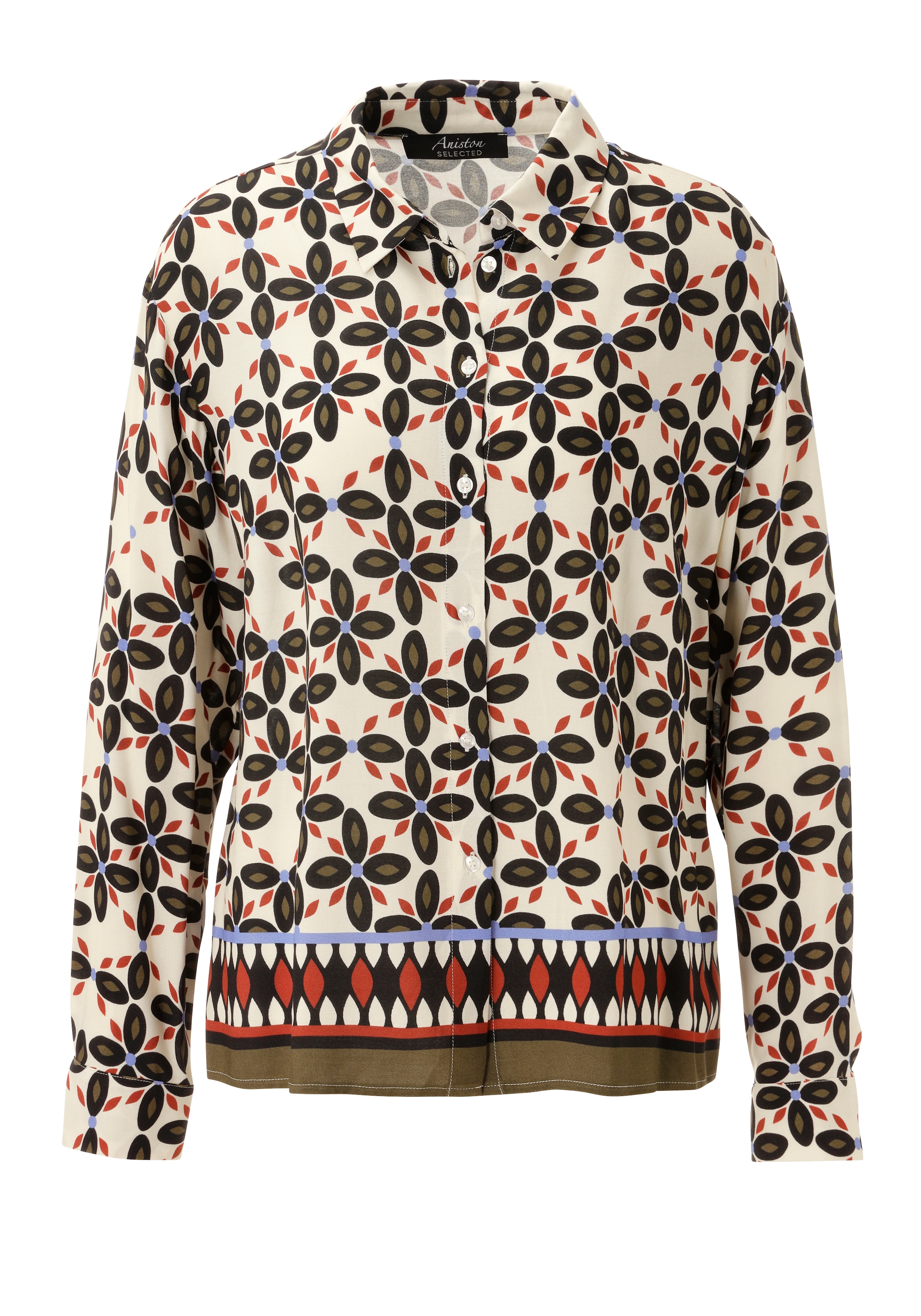 Aniston SELECTED Blouse chemise fleurs géométriques et imprimé bordure à l'ourlet - NOUVELLE COLLECTION
