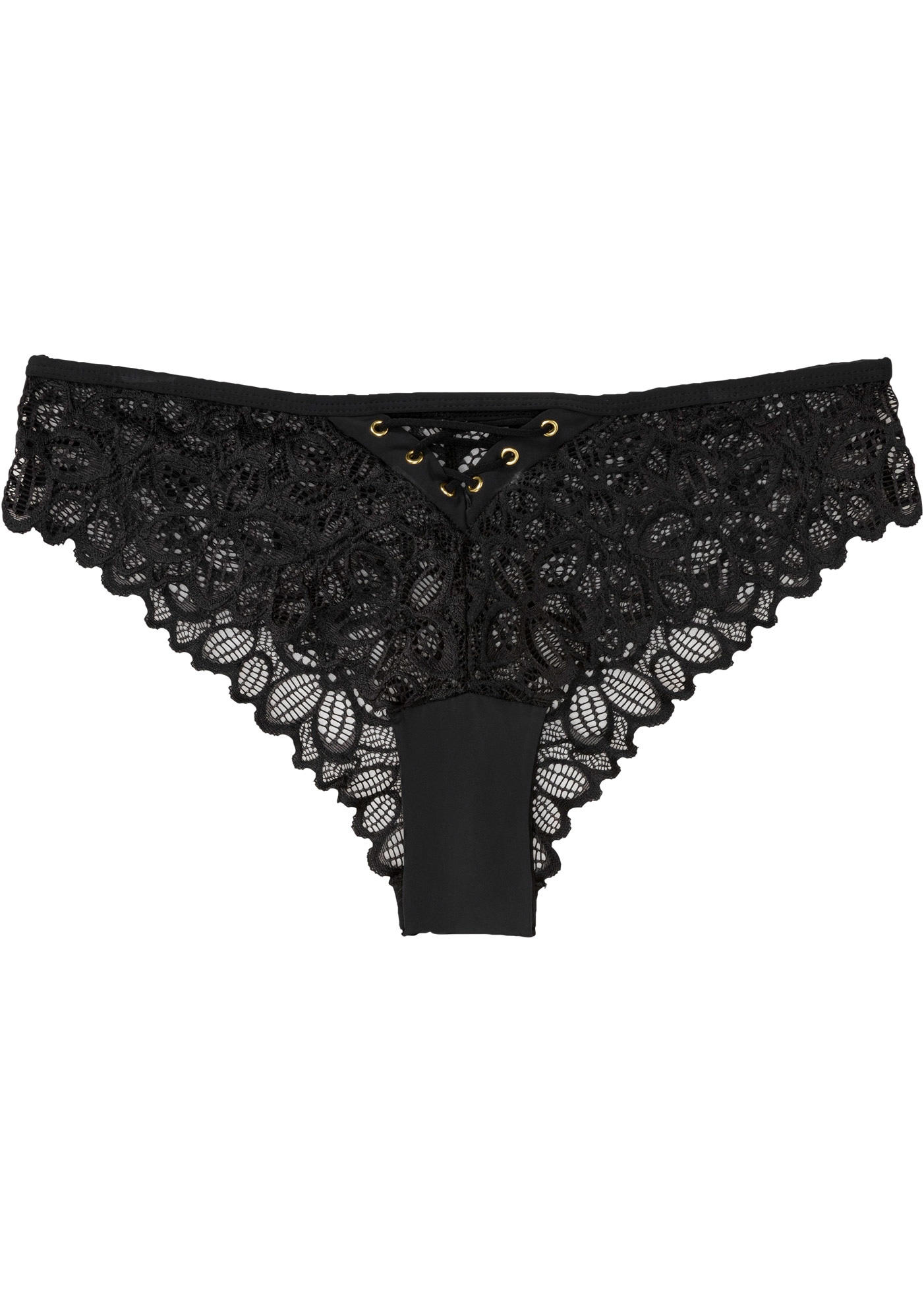 bonprix Slip brésilien avec dentelle, bord doux, laçage à l’avant