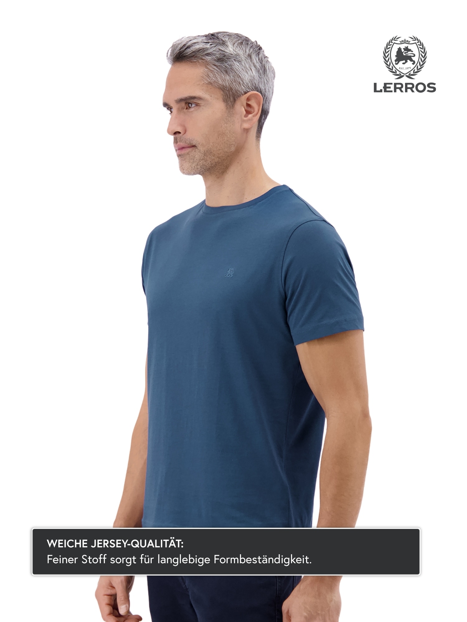 LERROS T-shirt »T-Shirt mit Rundhalsausschnitt« t-shirt homme 100% coton, uni, qualité jersey